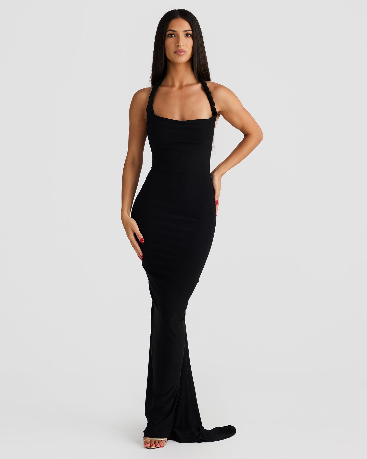 Linda | Maxi Dress with Asymmetric Neckline and Backless Detail