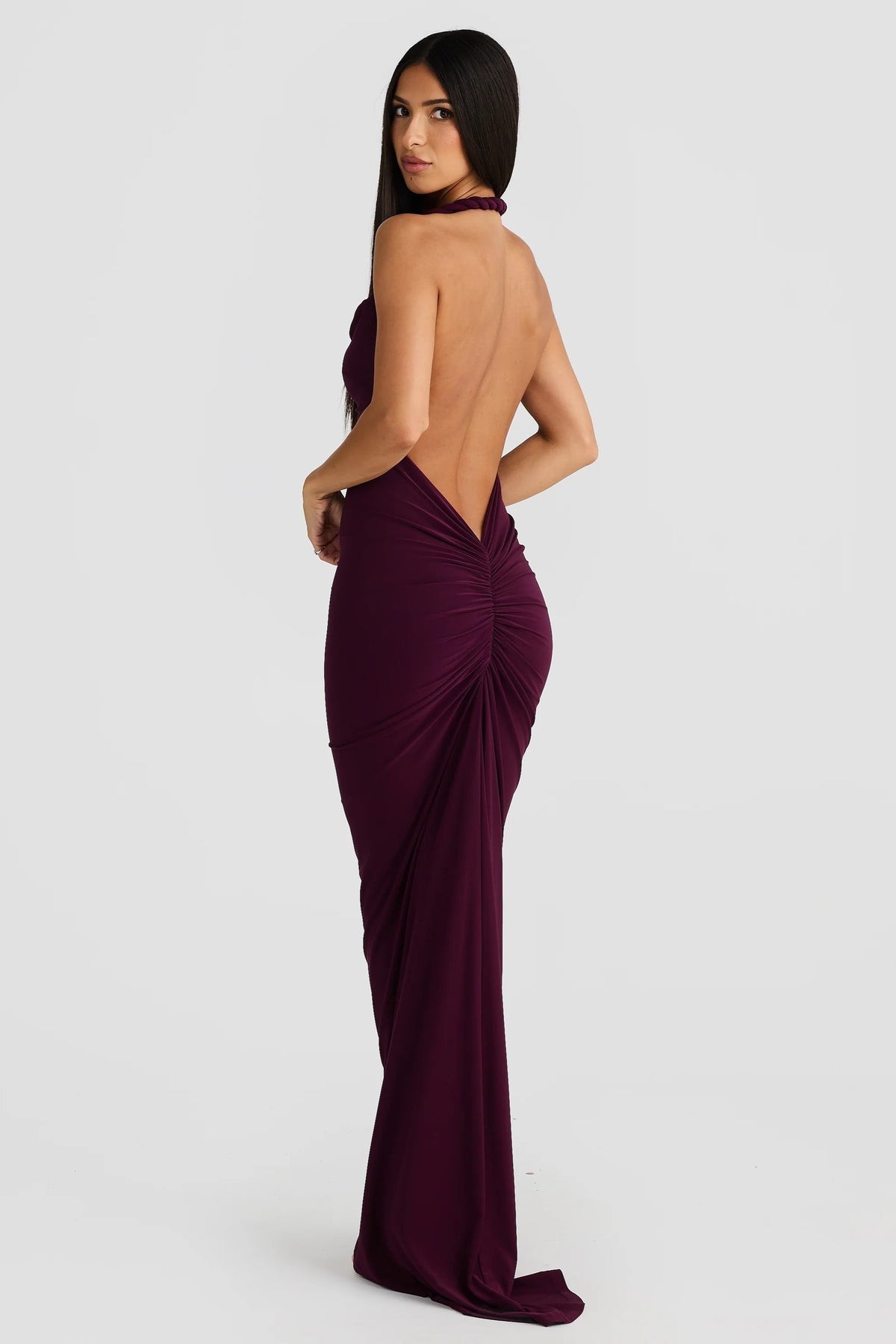 Linda | Maxi Dress with Asymmetric Neckline and Backless Detail