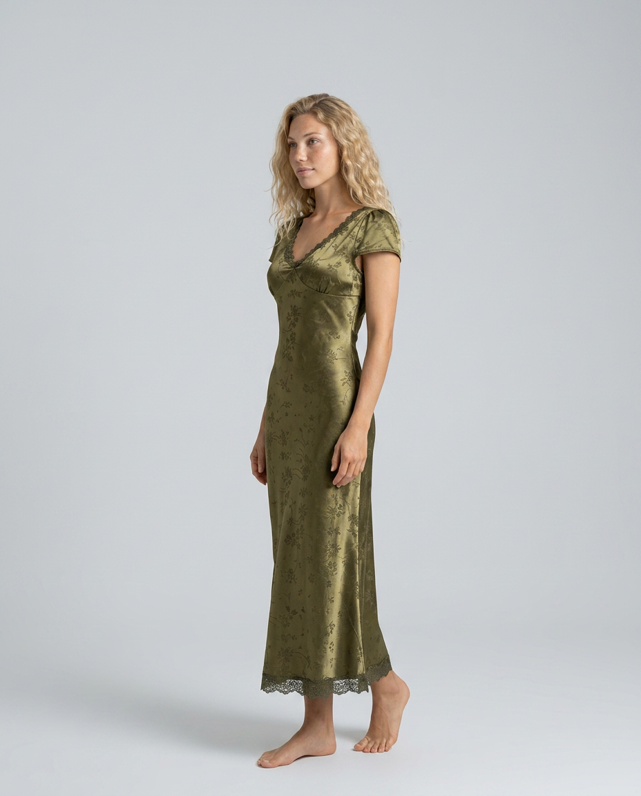 Nadine | Jacquard Corset Slip Maxi Dress