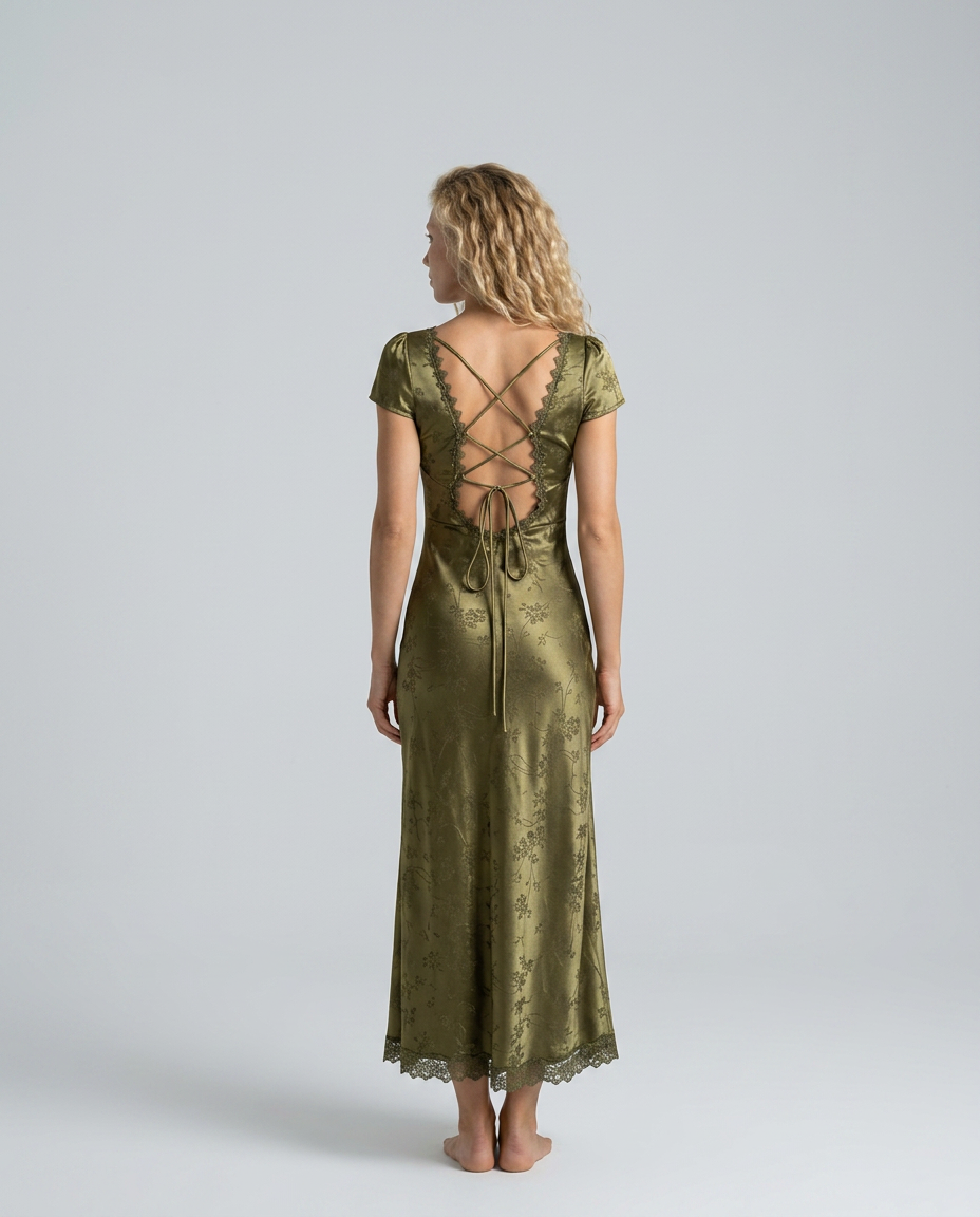 Nadine | Jacquard Corset Slip Maxi Dress