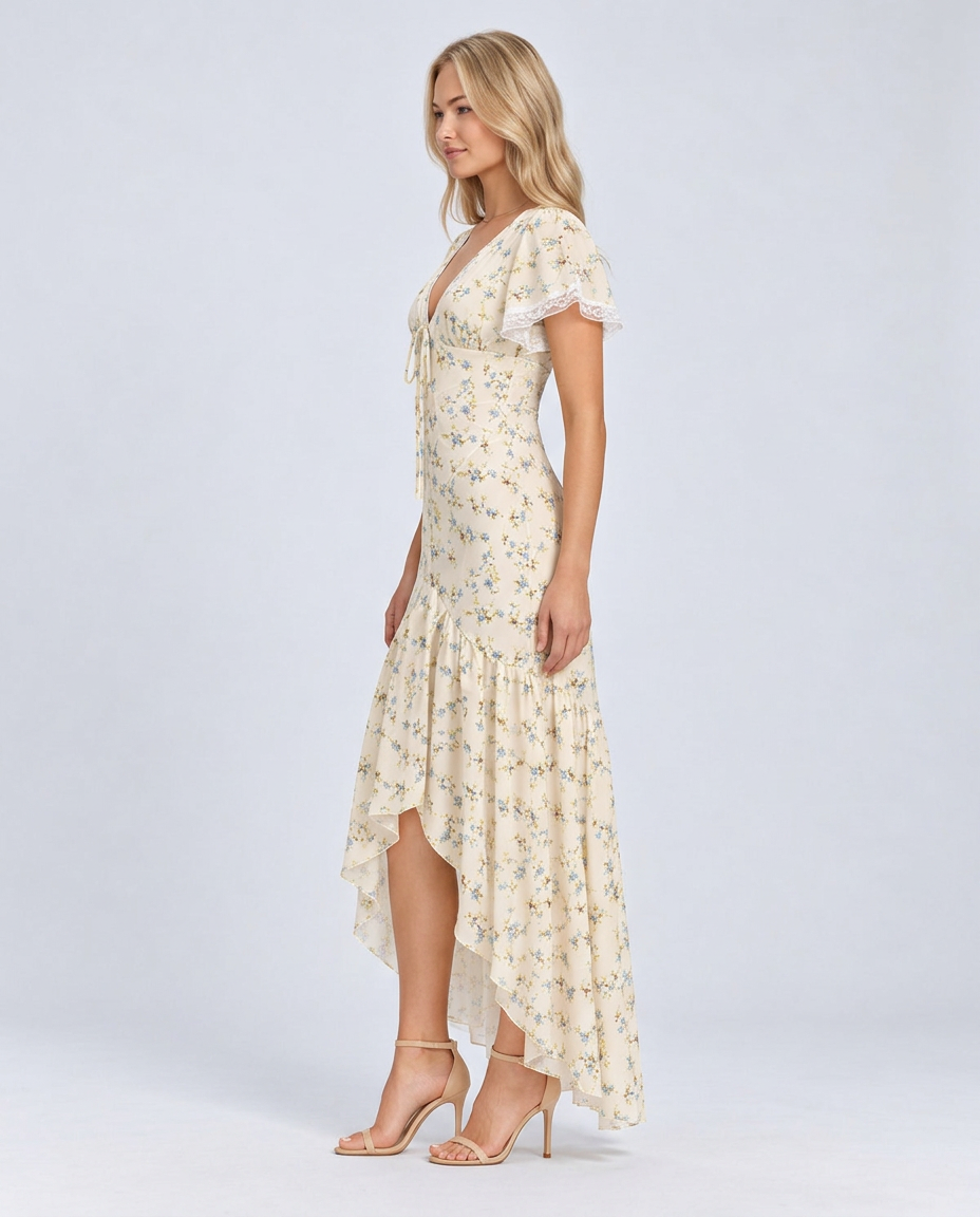 Tatum | V-Neck Lace Floral Maxi Dress