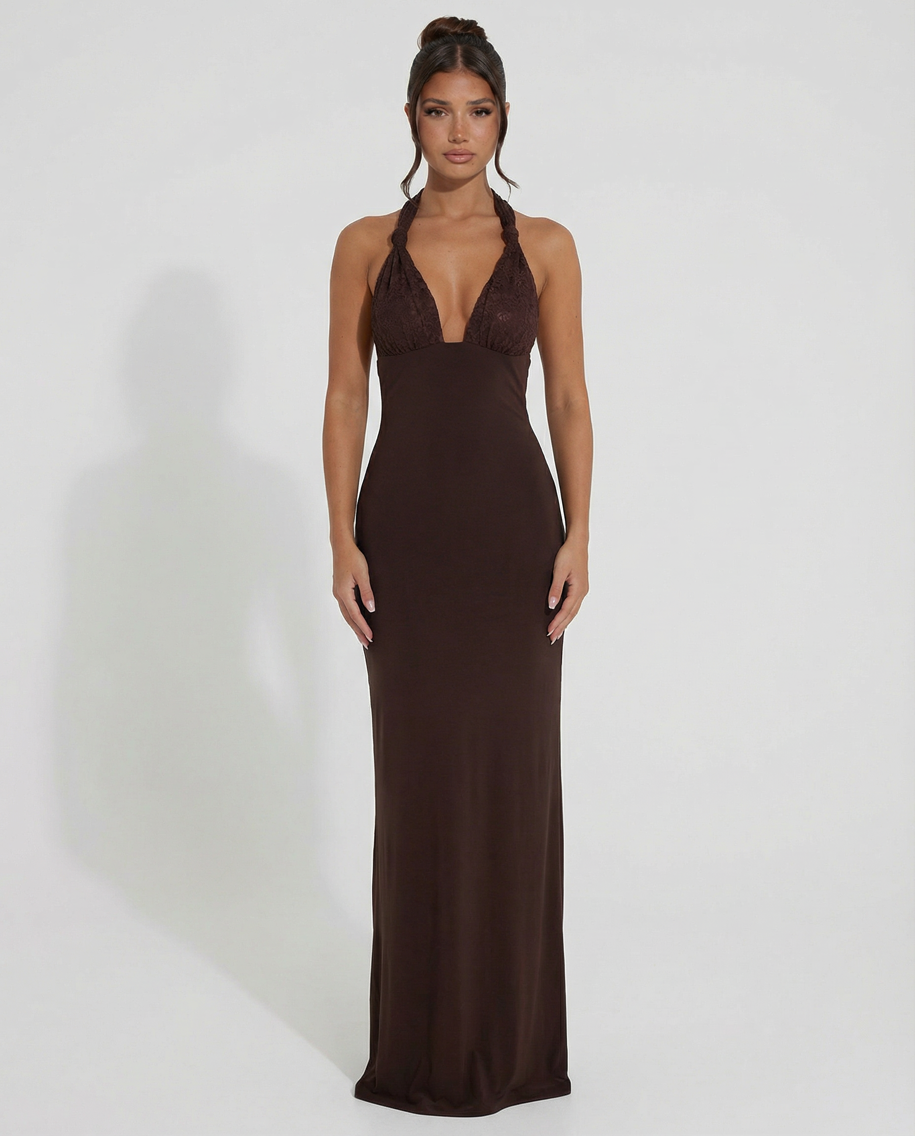 June | Halter Neck Ruched Maxi Dress