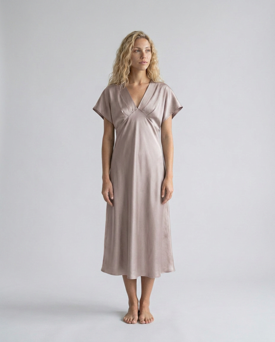 Pia | Cowl Neck Satin-Look Midi Dress