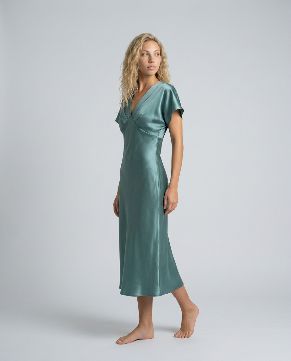 Pia | Cowl Neck Satin-Look Midi Dress