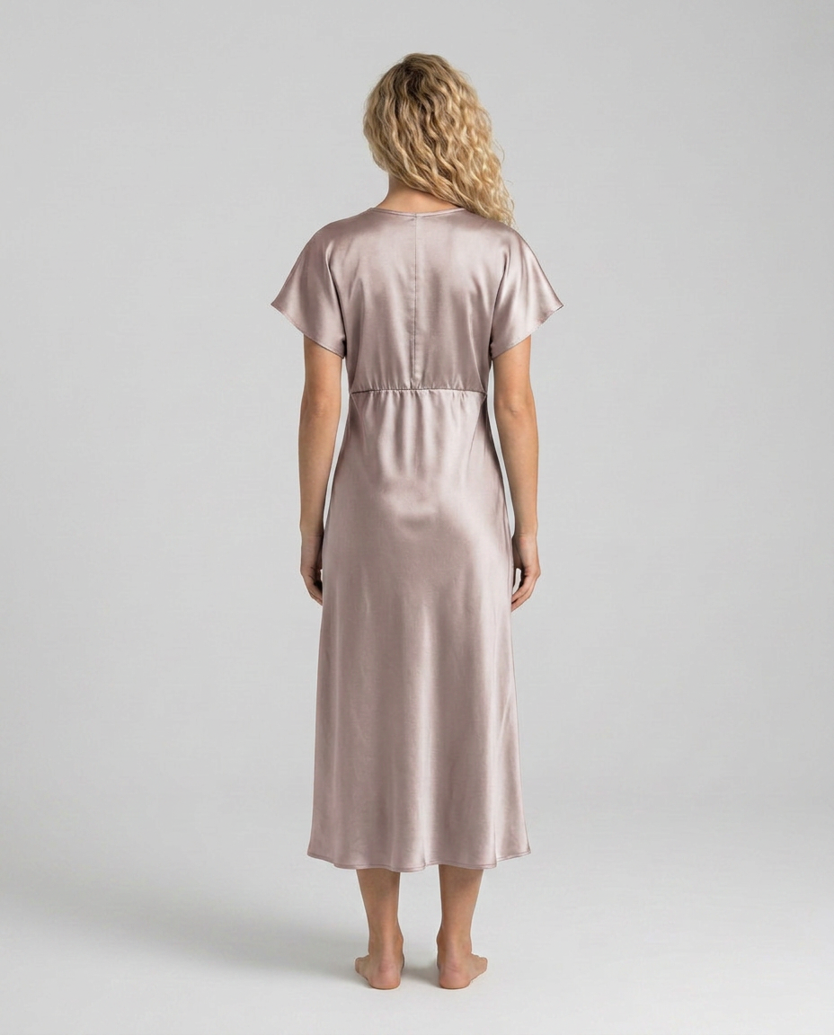 Pia | Cowl Neck Satin-Look Midi Dress