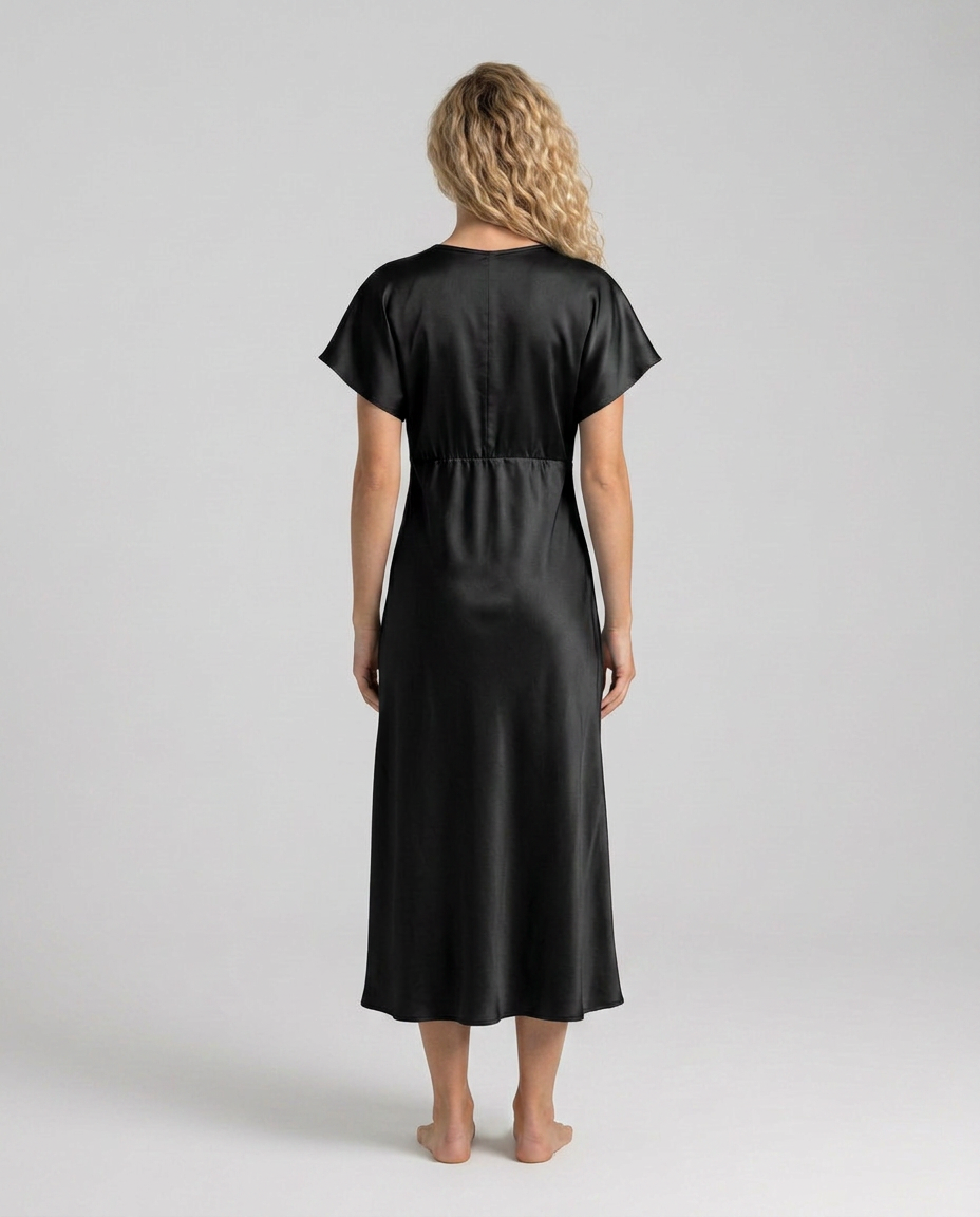 Pia | Cowl Neck Satin-Look Midi Dress