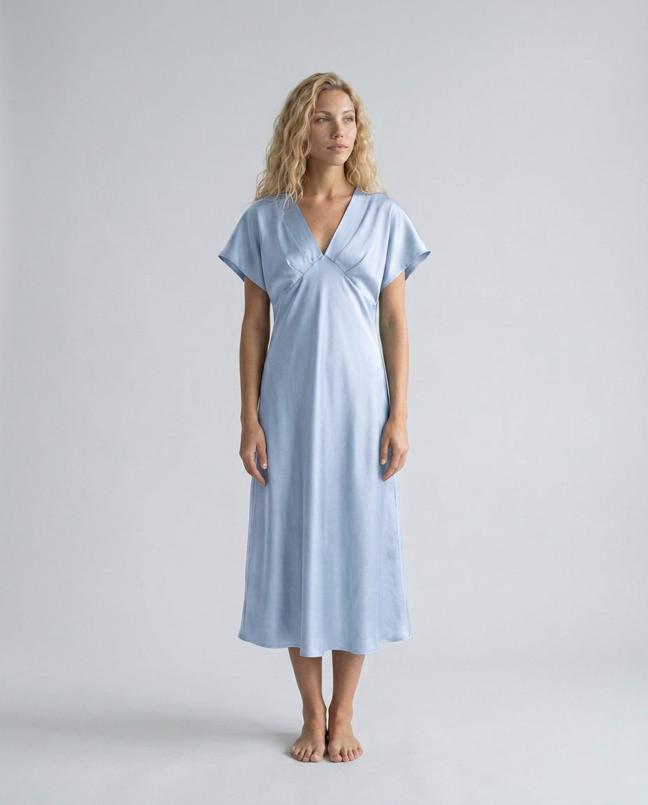 Pia | Cowl Neck Satin-Look Midi Dress