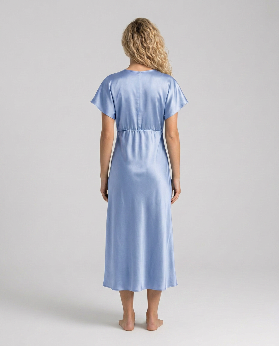 Pia | Cowl Neck Satin-Look Midi Dress
