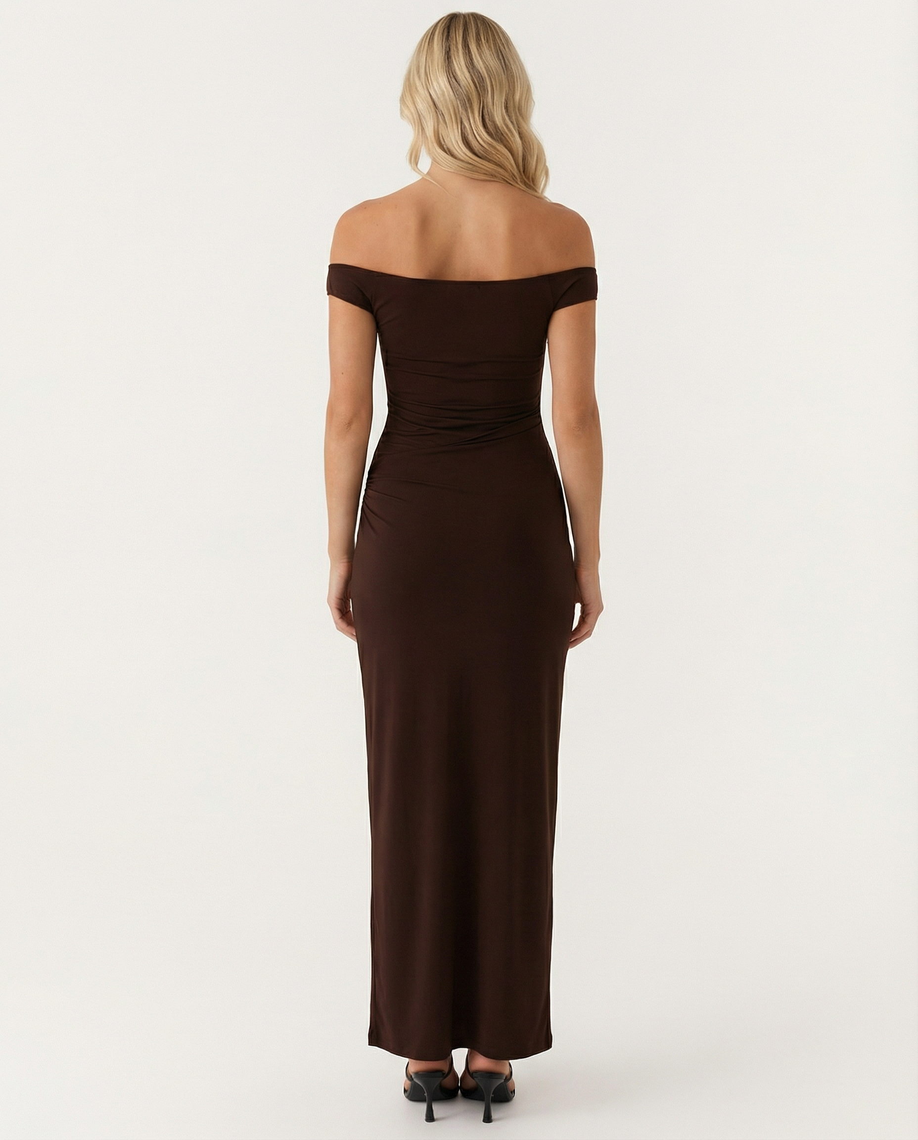 Miriam | Off Shoulder Satin Drape Maxi Dress