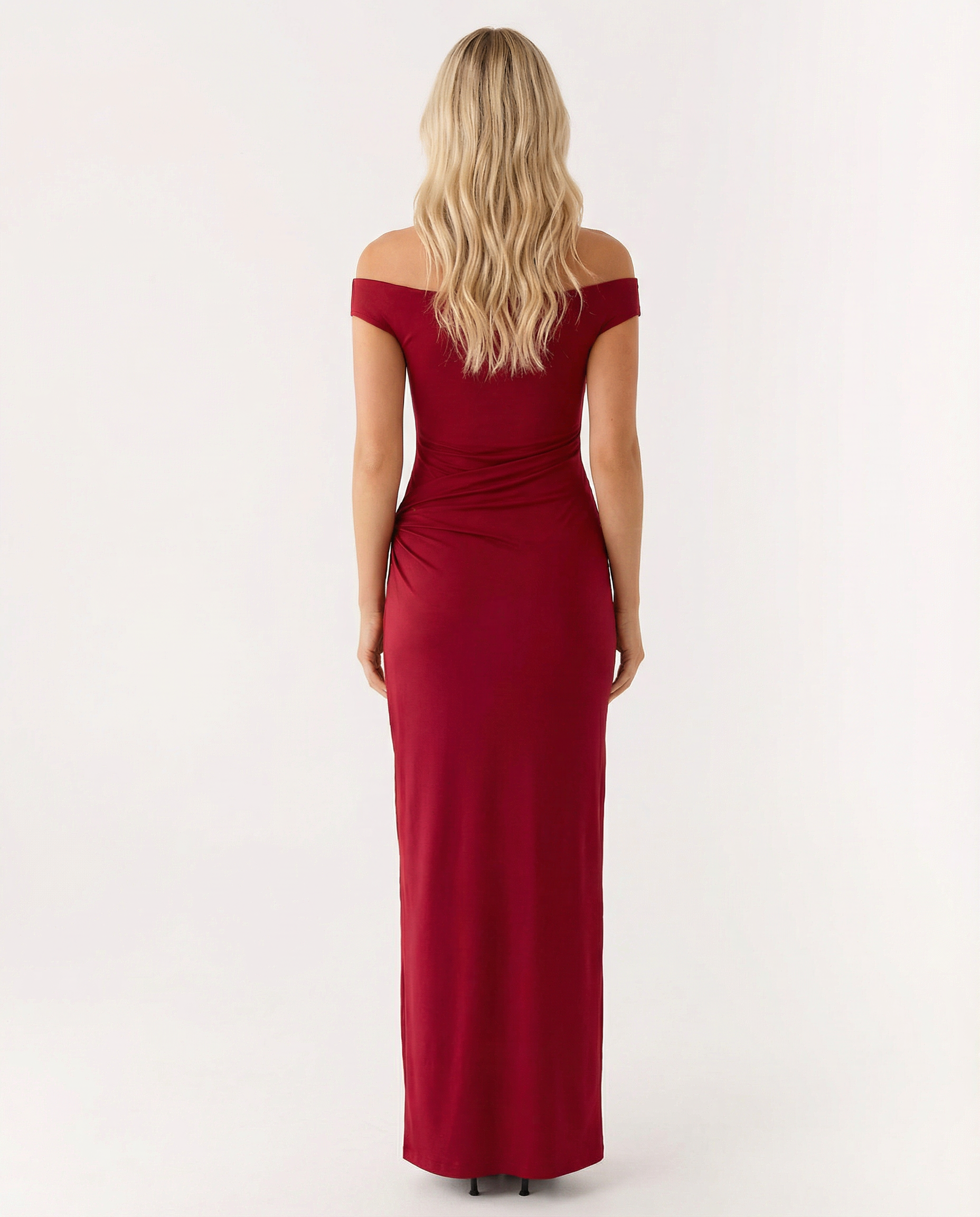 Miriam | Off Shoulder Satin Drape Maxi Dress