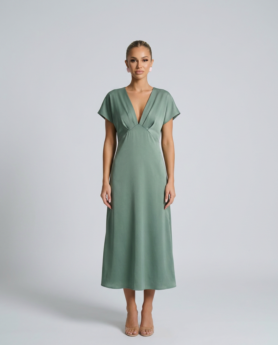Cleo | Wine Red Satin Cowl Neck Midi Dress