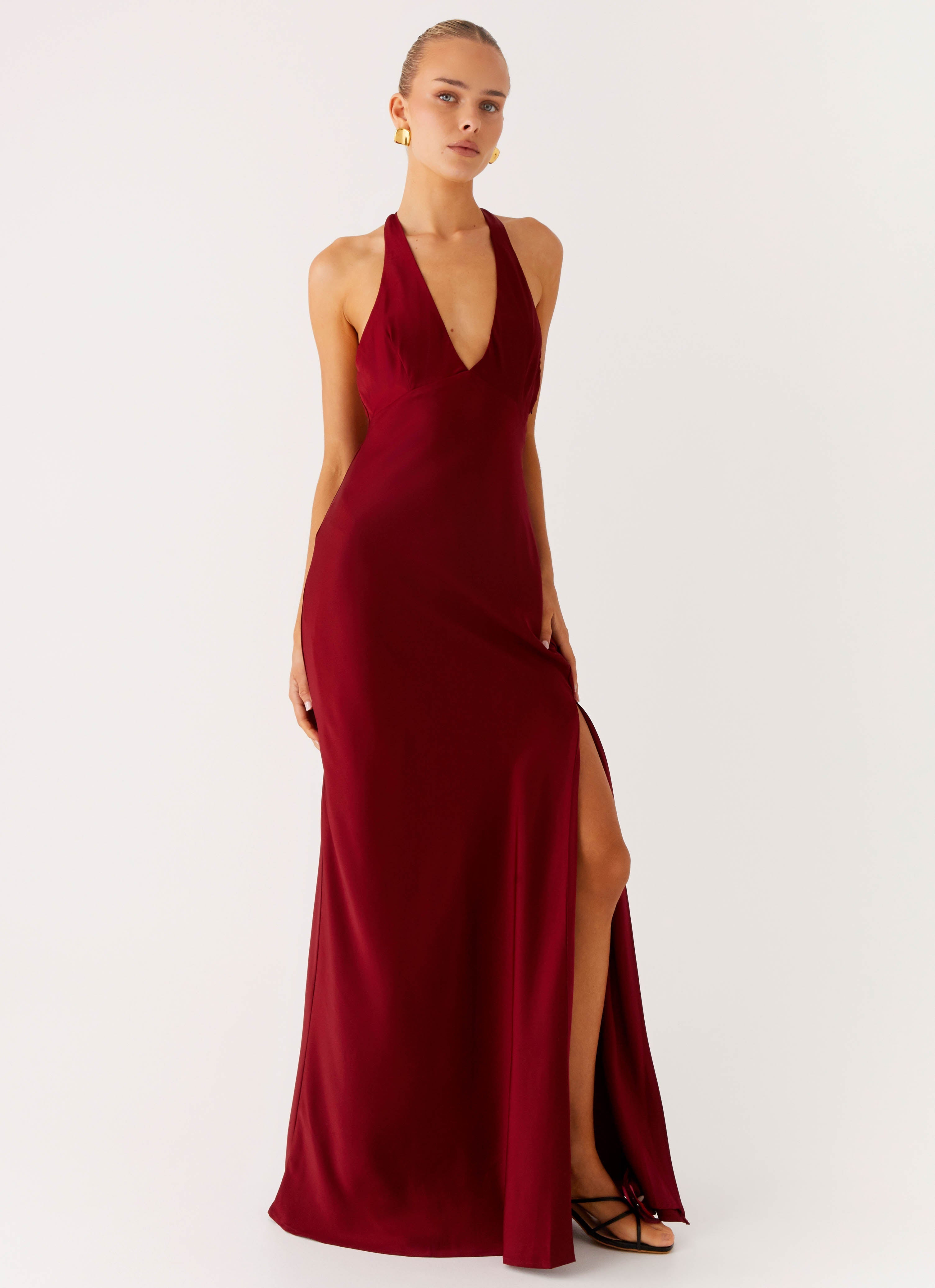 Candice | Maxi Dress with Halter Neck and Side Split