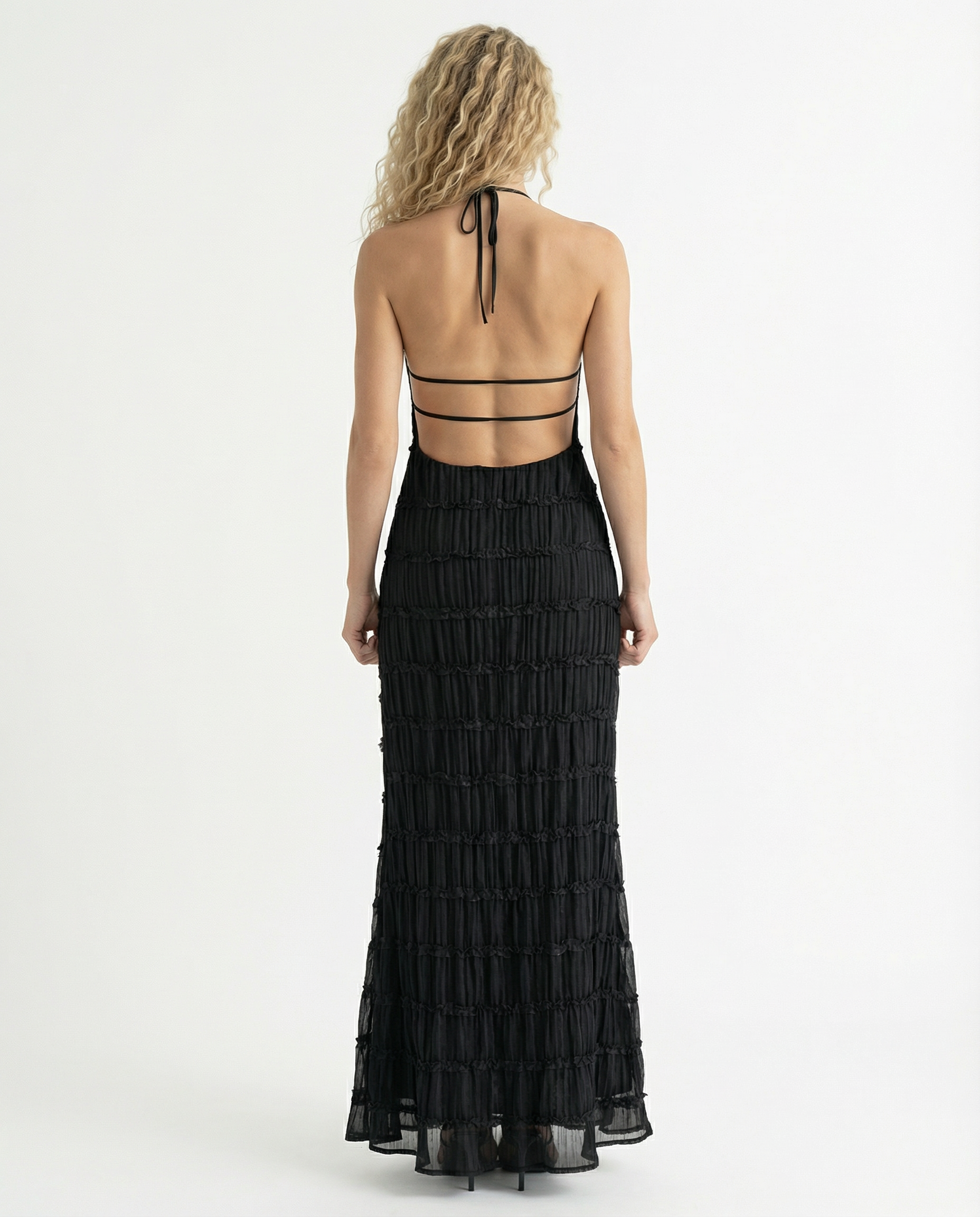 Mattie | Halter Neckline Ruched Bodycon Maxi Dress