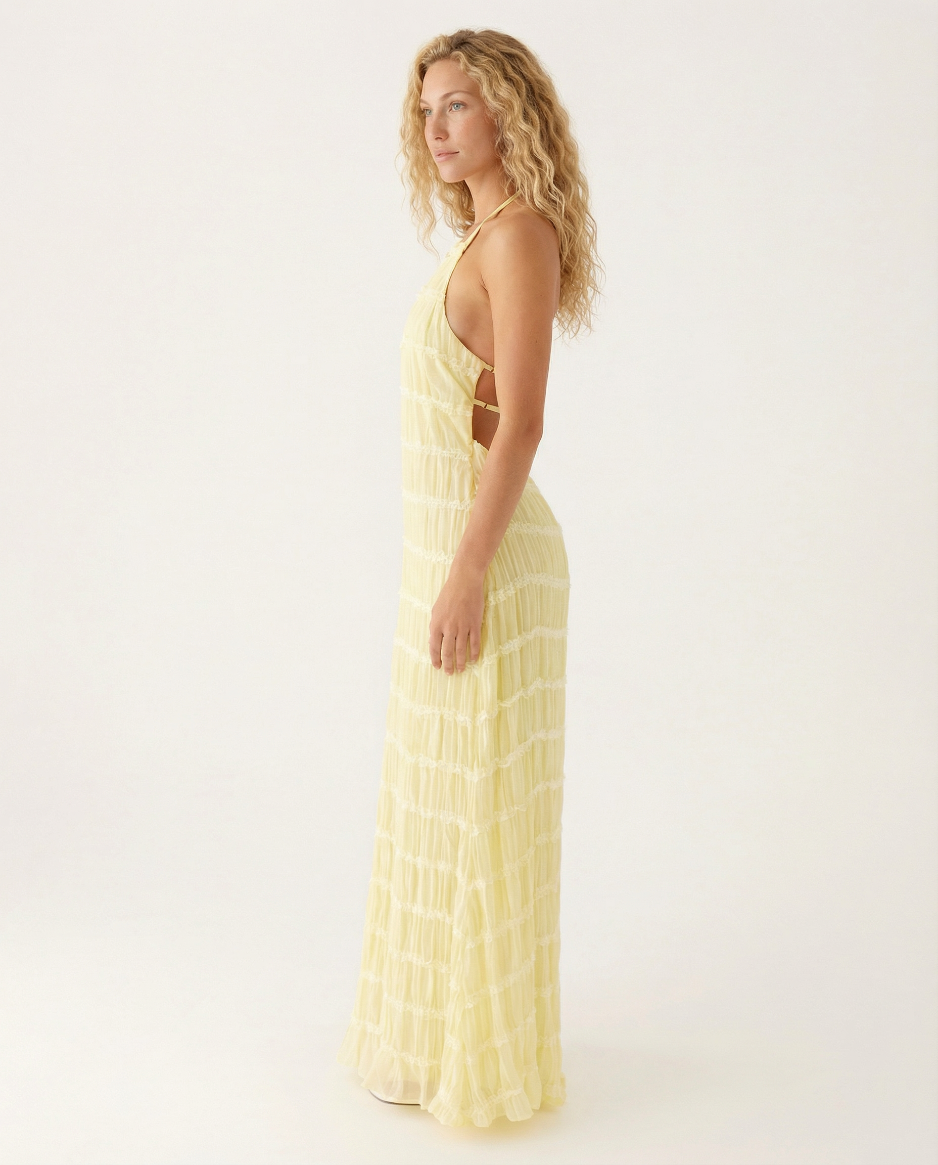 Mattie | Halter Neckline Ruched Bodycon Maxi Dress