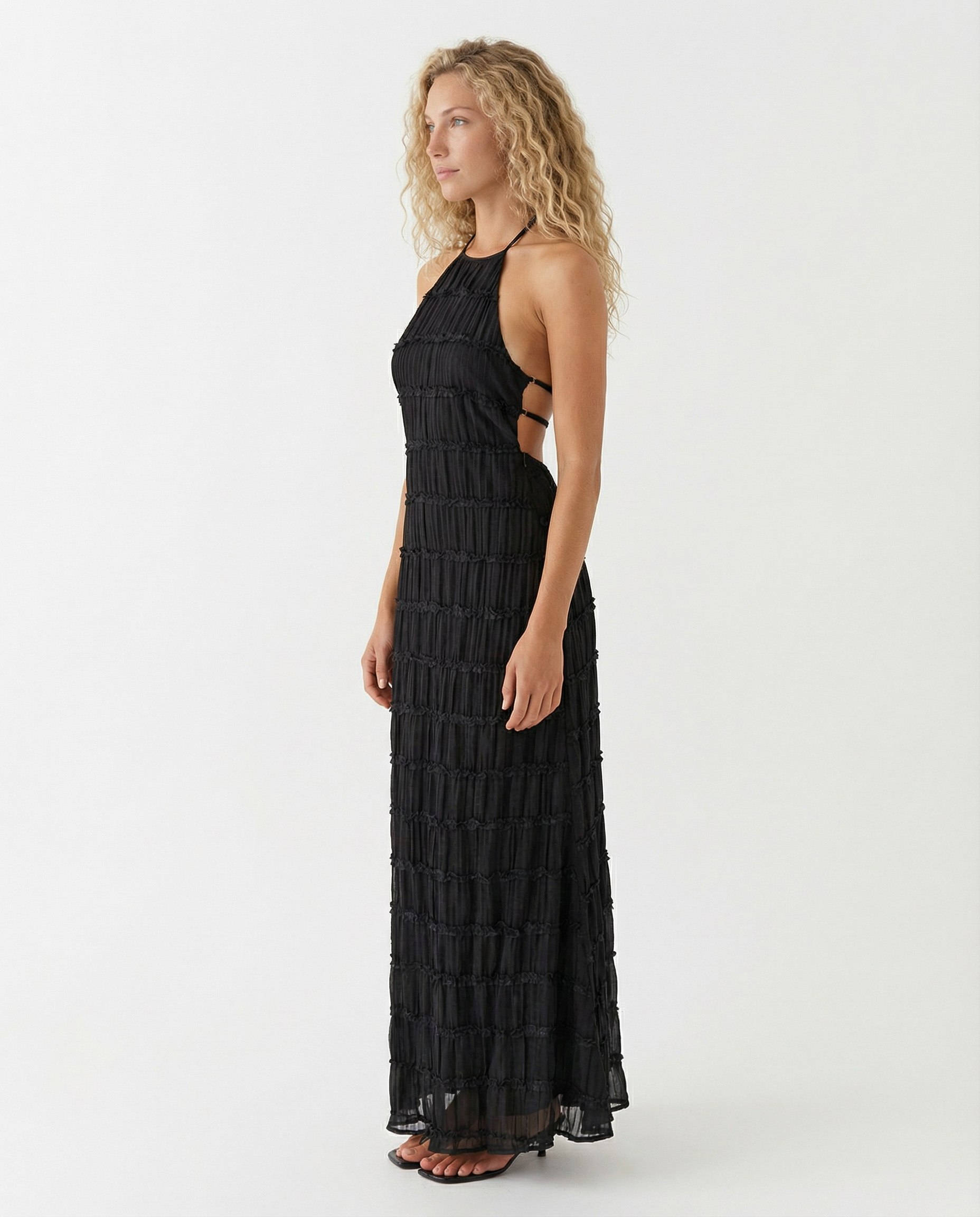 Mattie | Halter Neckline Ruched Bodycon Maxi Dress