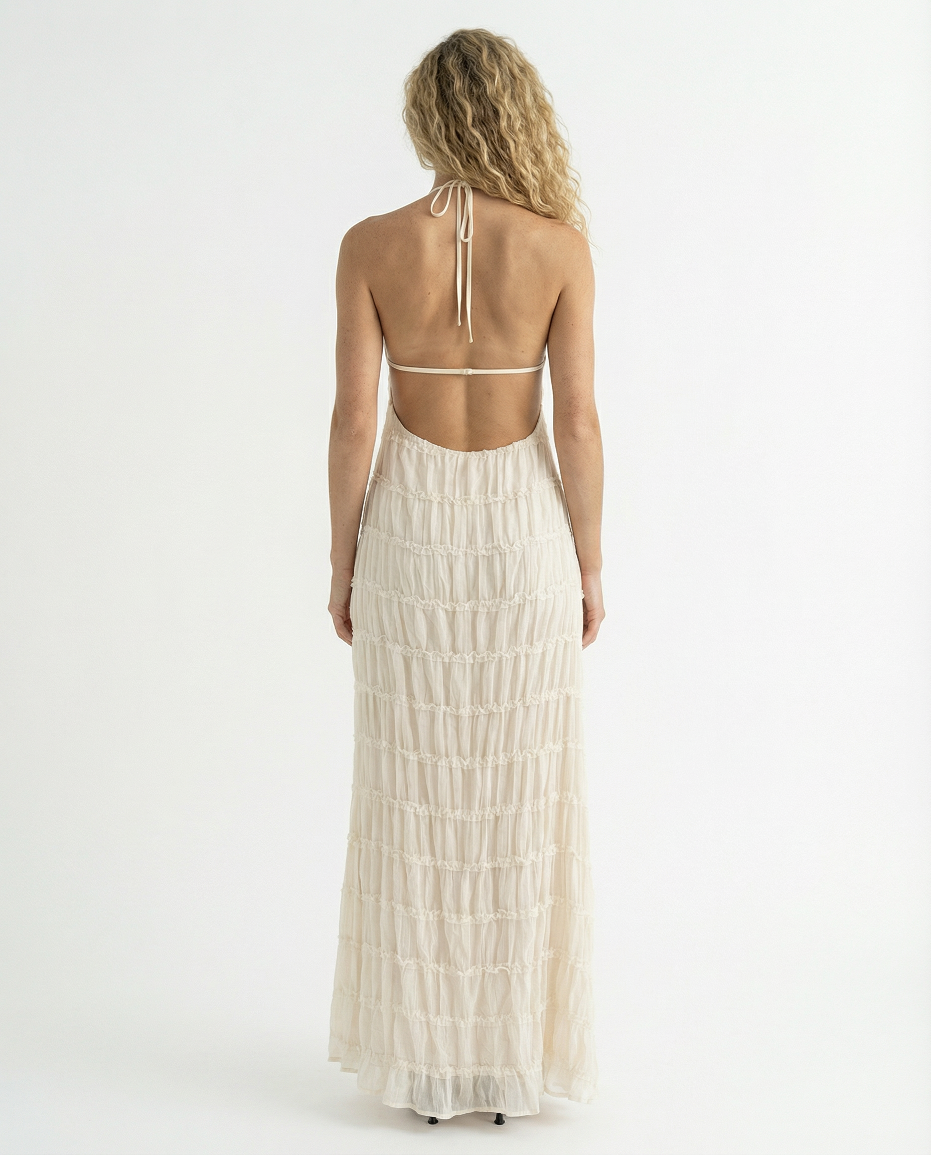 Mattie | Halter Neckline Ruched Bodycon Maxi Dress