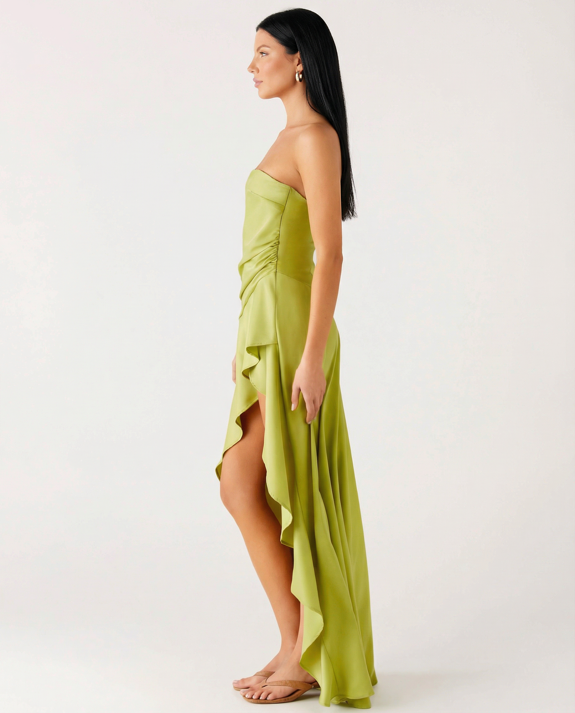 Lorraine | Strapless Maxi Dress with Asymmetric High-Low Hem