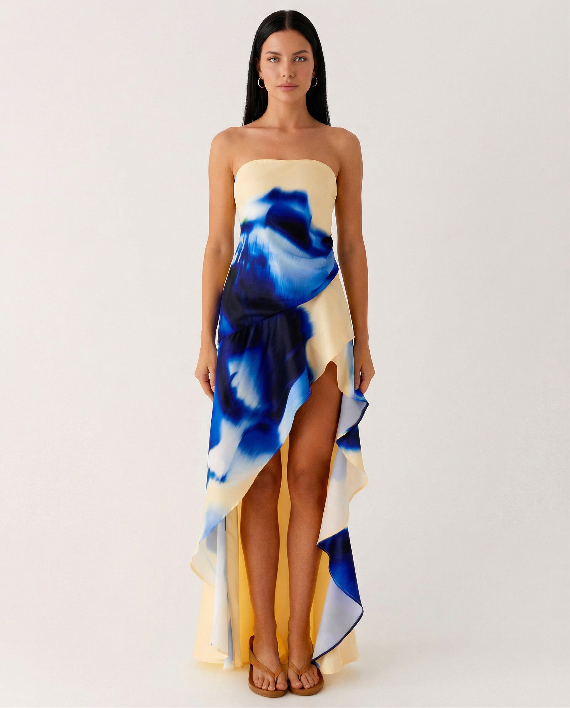 Lorraine | Strapless Maxi Dress with Asymmetric High-Low Hem