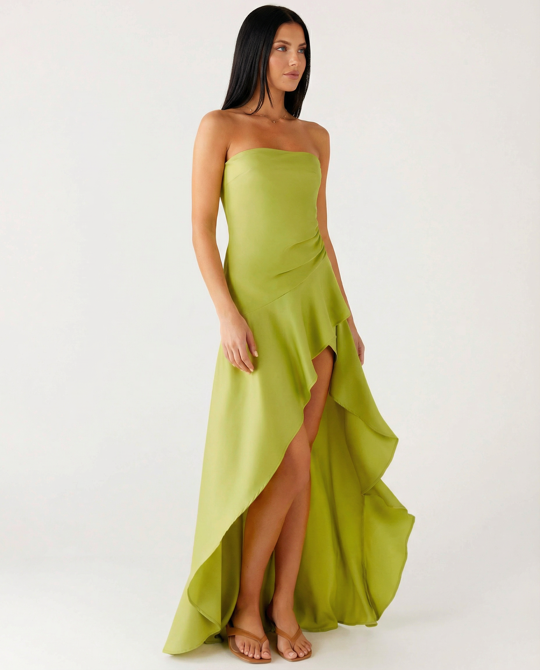 Lorraine | Strapless Maxi Dress with Asymmetric High-Low Hem