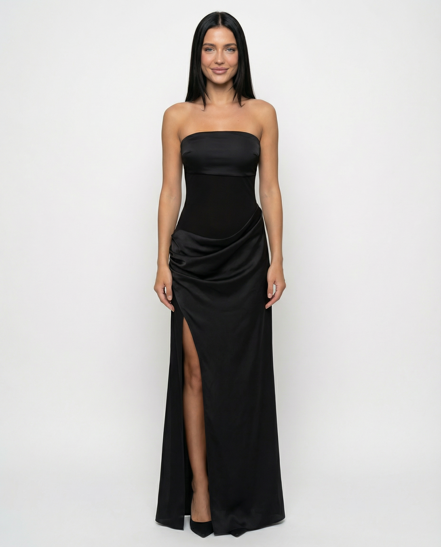 Trisha | Sleeveless Bodycon Fit Satin Maxi Dress