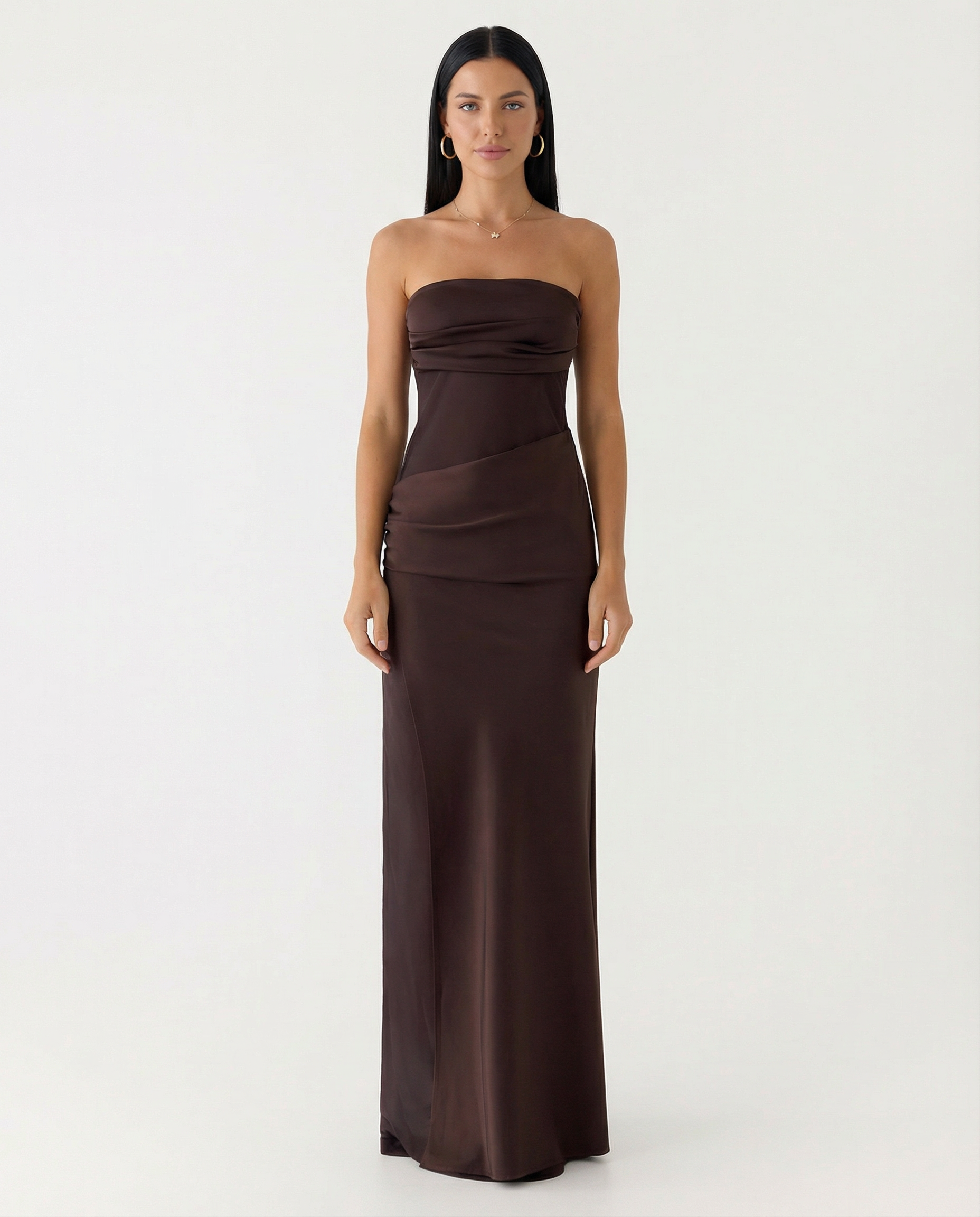 Trisha | Sleeveless Bodycon Fit Satin Maxi Dress