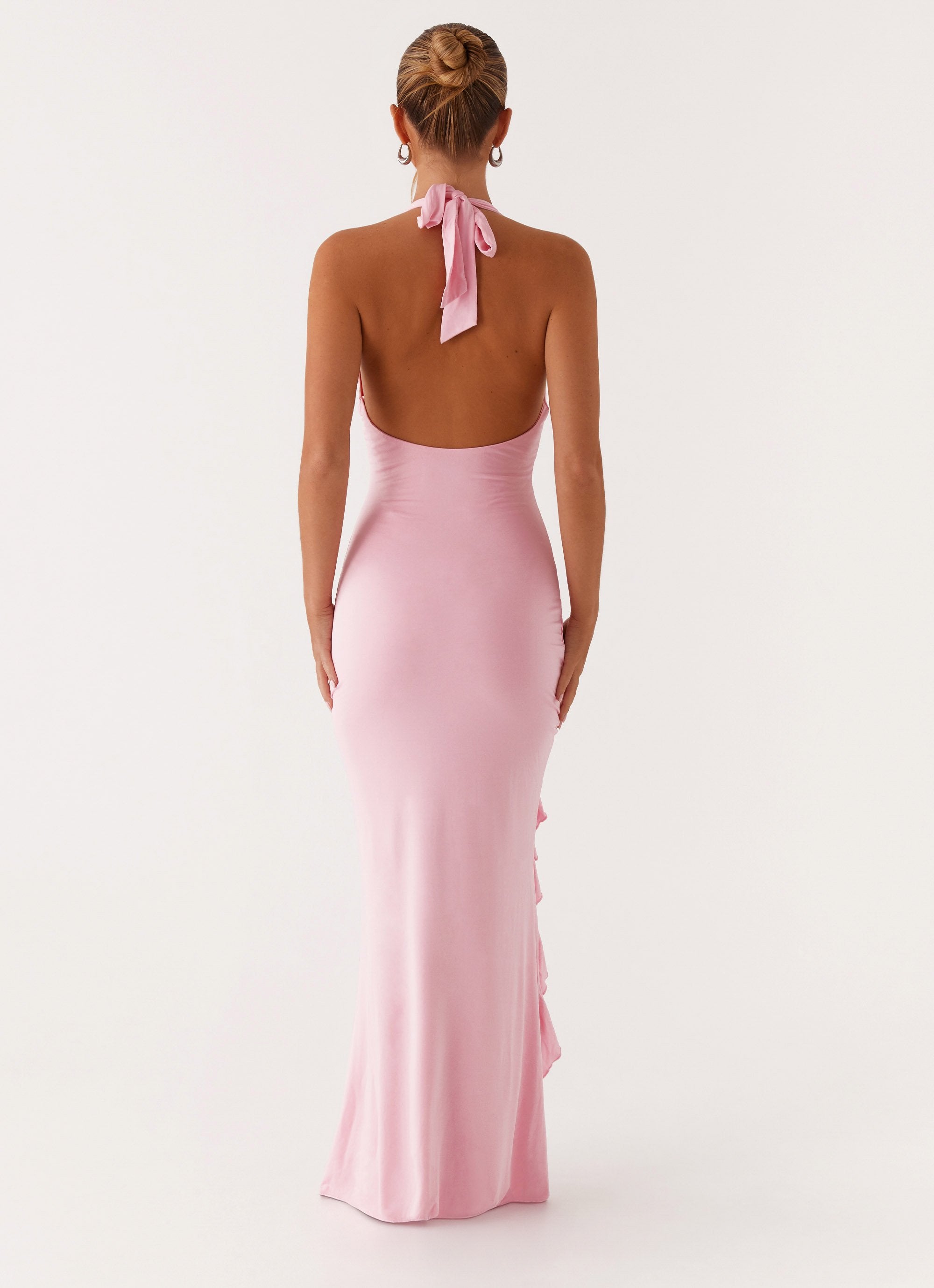 Alberta | V Neck Ruffles High Thigh Slit Maxi Dress