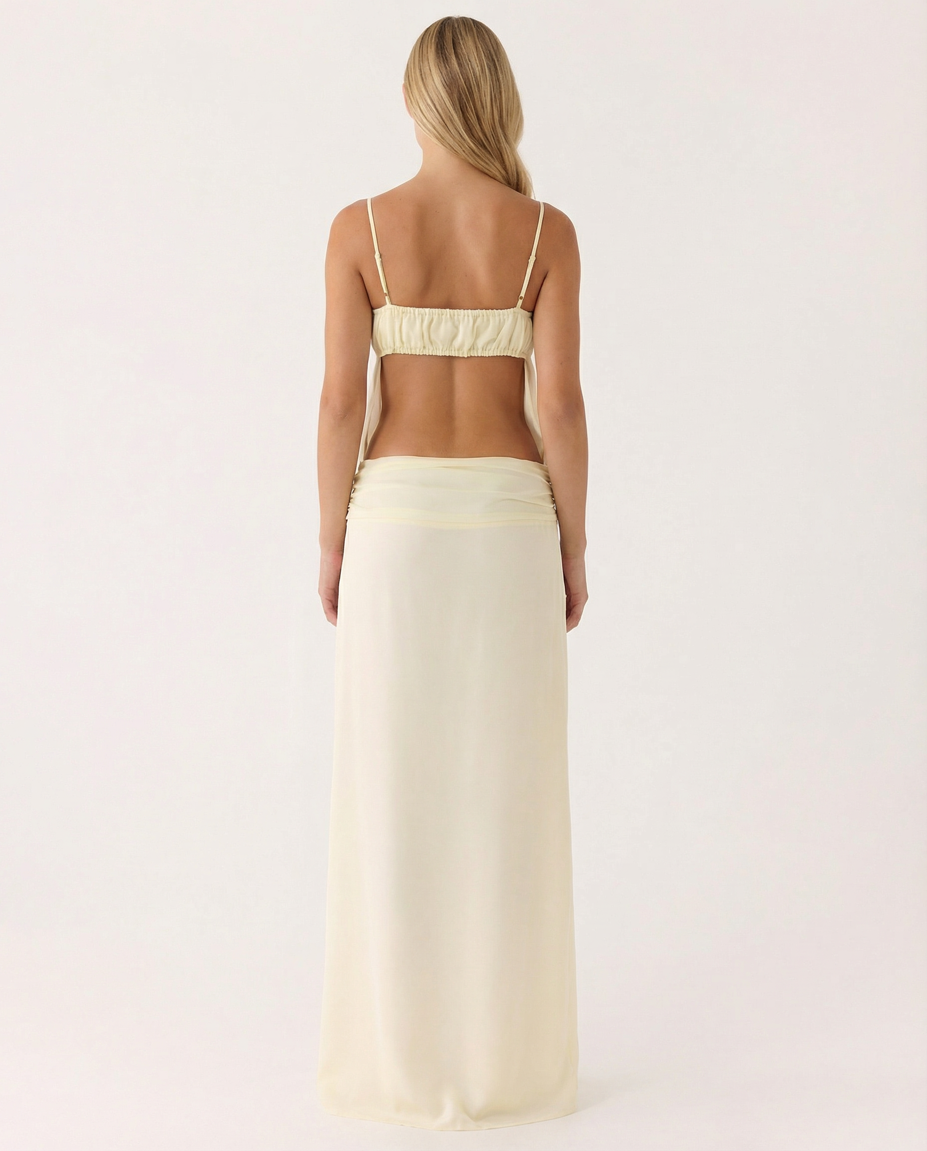 Sandi | Thin Spaghetti Straps Ruffle Details Maxi Dress