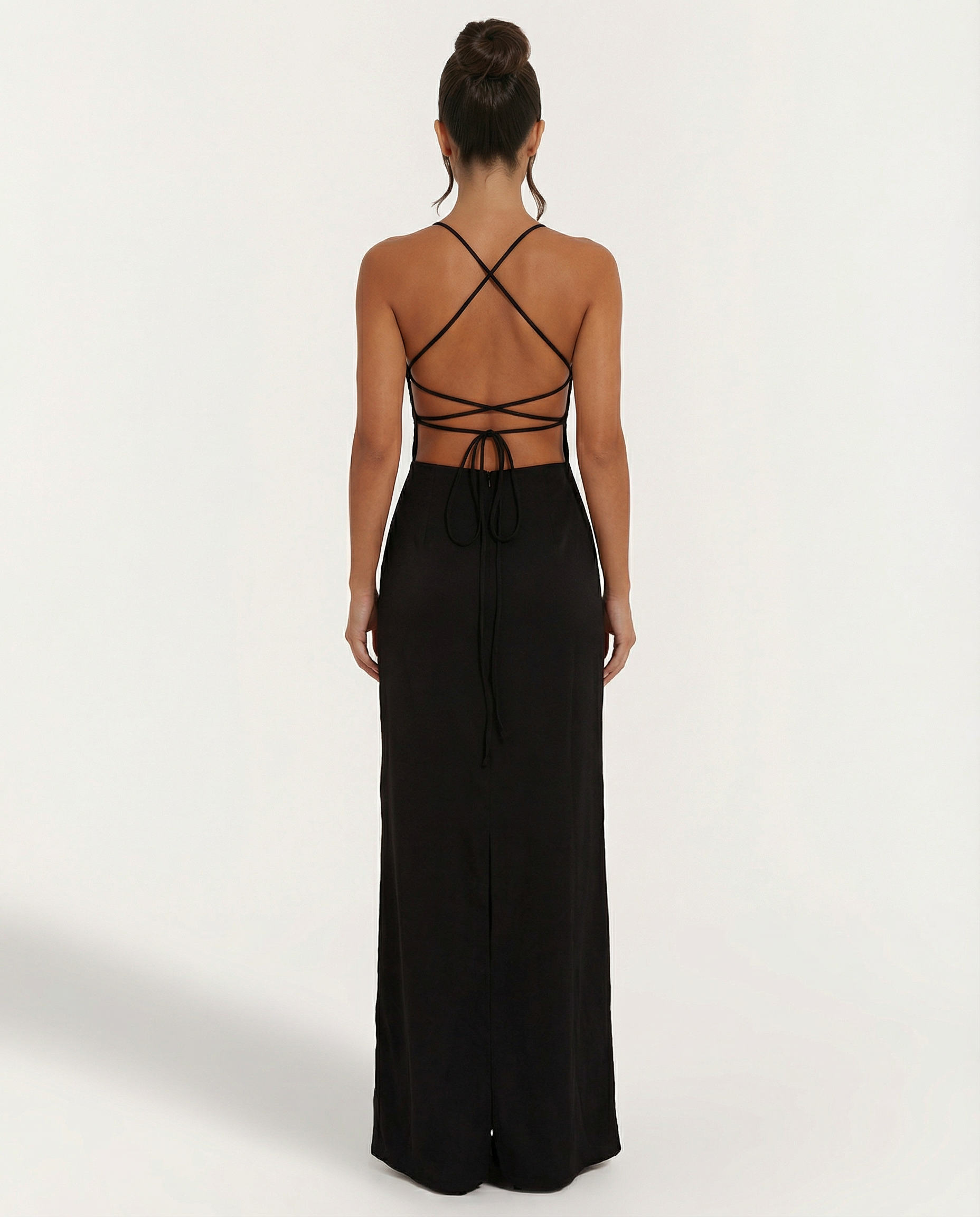 Mayra | Slinky Open Back Criss Cross Strap Maxi Dress
