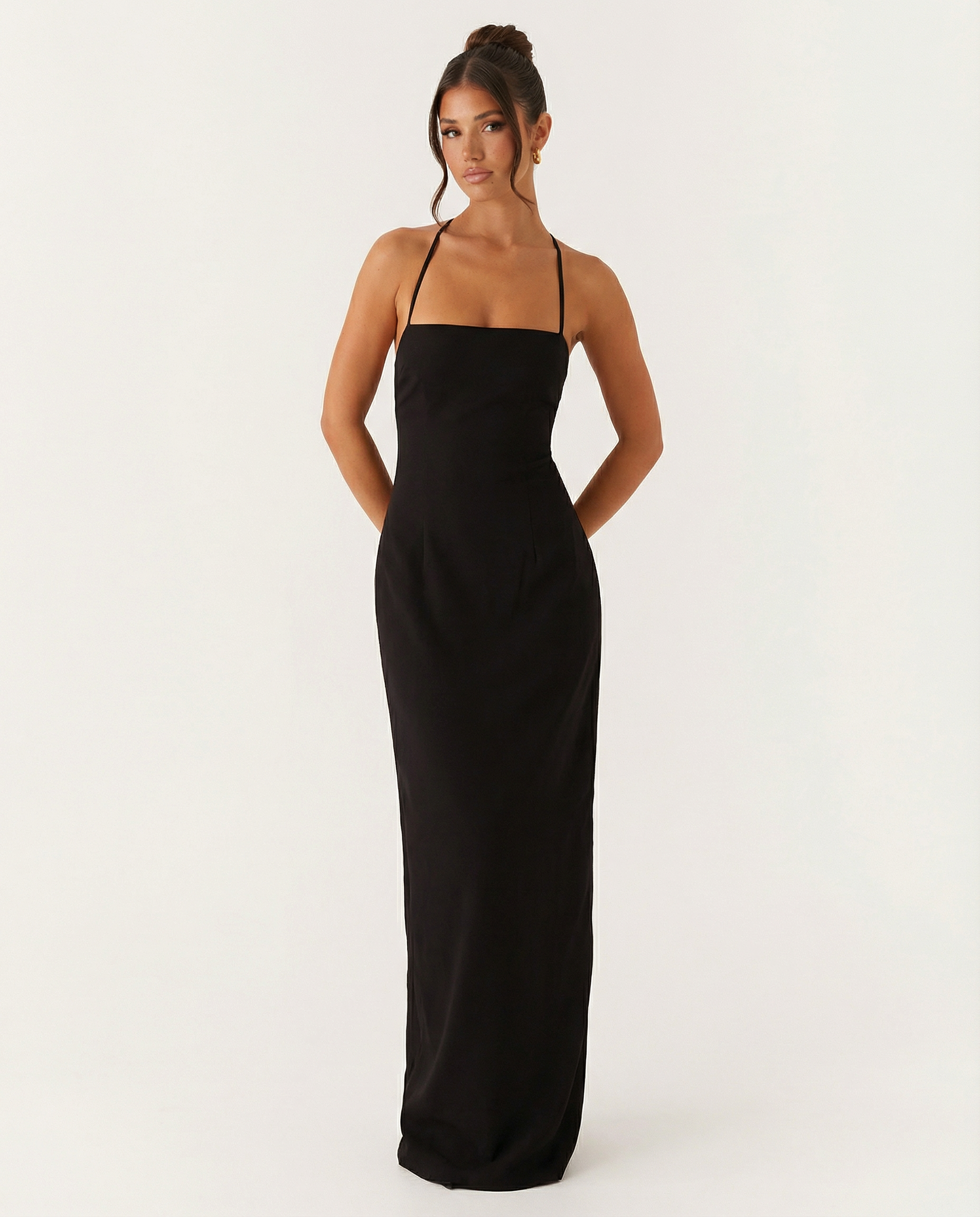 Mayra | Slinky Open Back Criss Cross Strap Maxi Dress