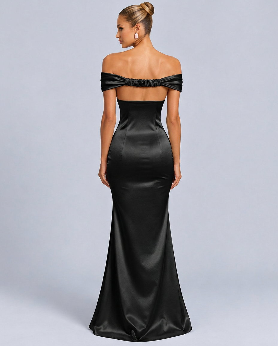 Ivy | Off-Shoulder Satin-Look Maxi Dress