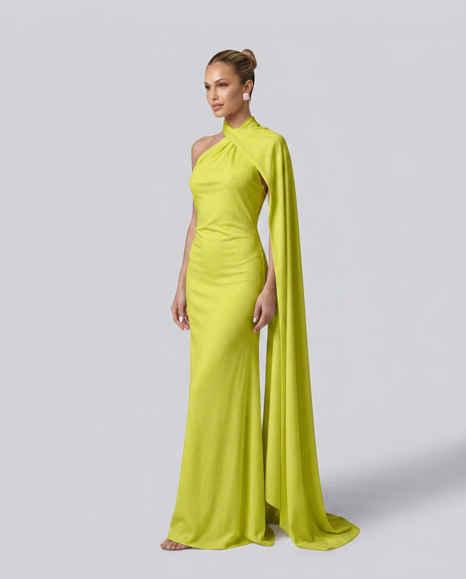 Celeste | Draped One-Shoulder Maxi Dress