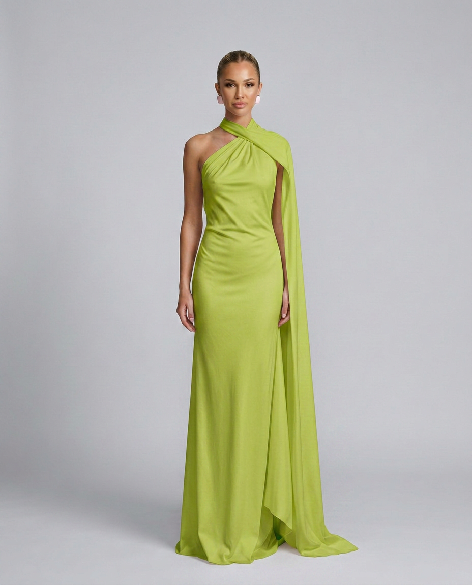 Celeste | Draped One-Shoulder Maxi Dress