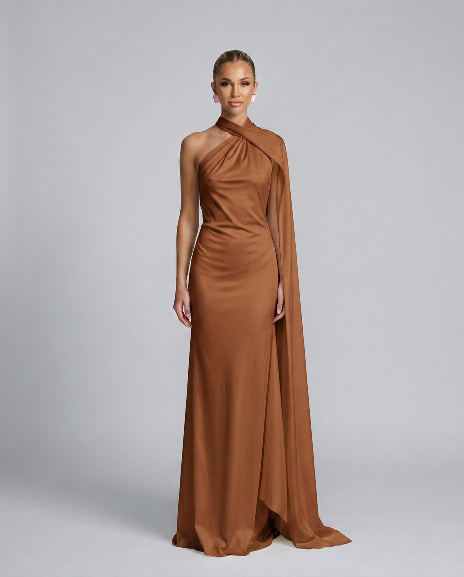 Celeste | Draped One-Shoulder Maxi Dress