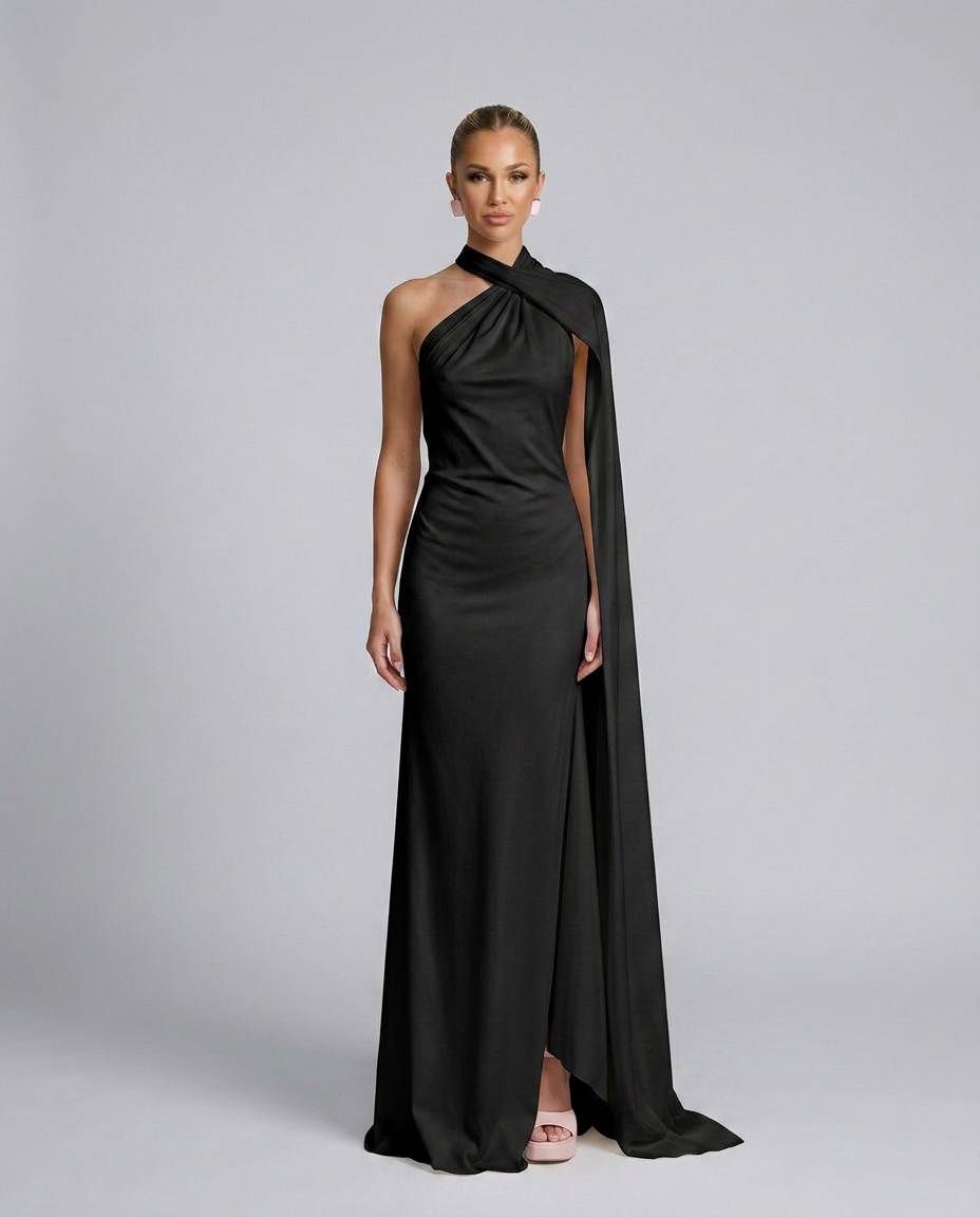 Celeste | Draped One-Shoulder Maxi Dress