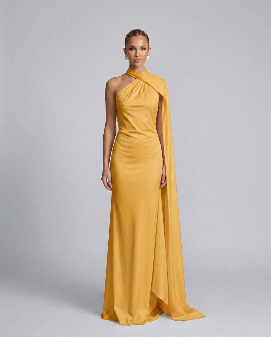 Celeste | Draped One-Shoulder Maxi Dress