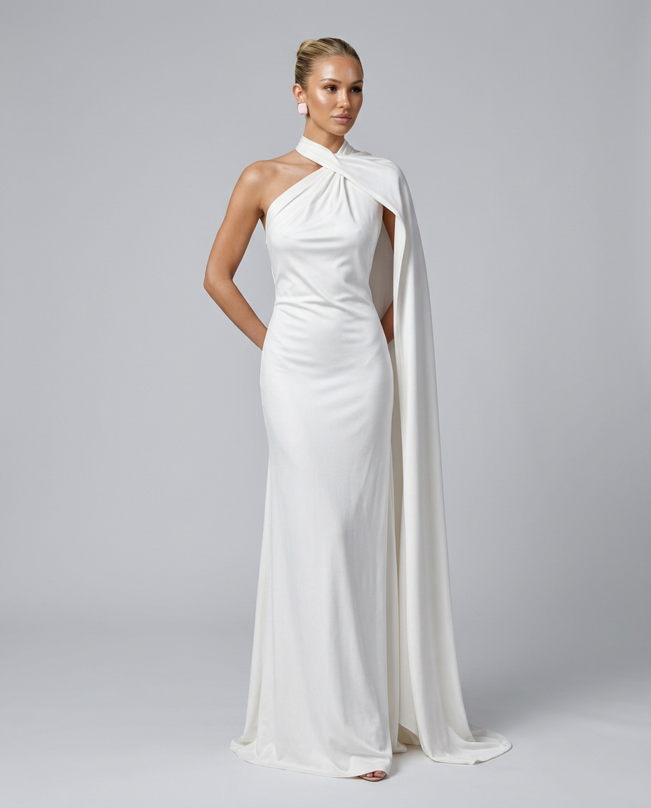 Celeste | Draped One-Shoulder Maxi Dress