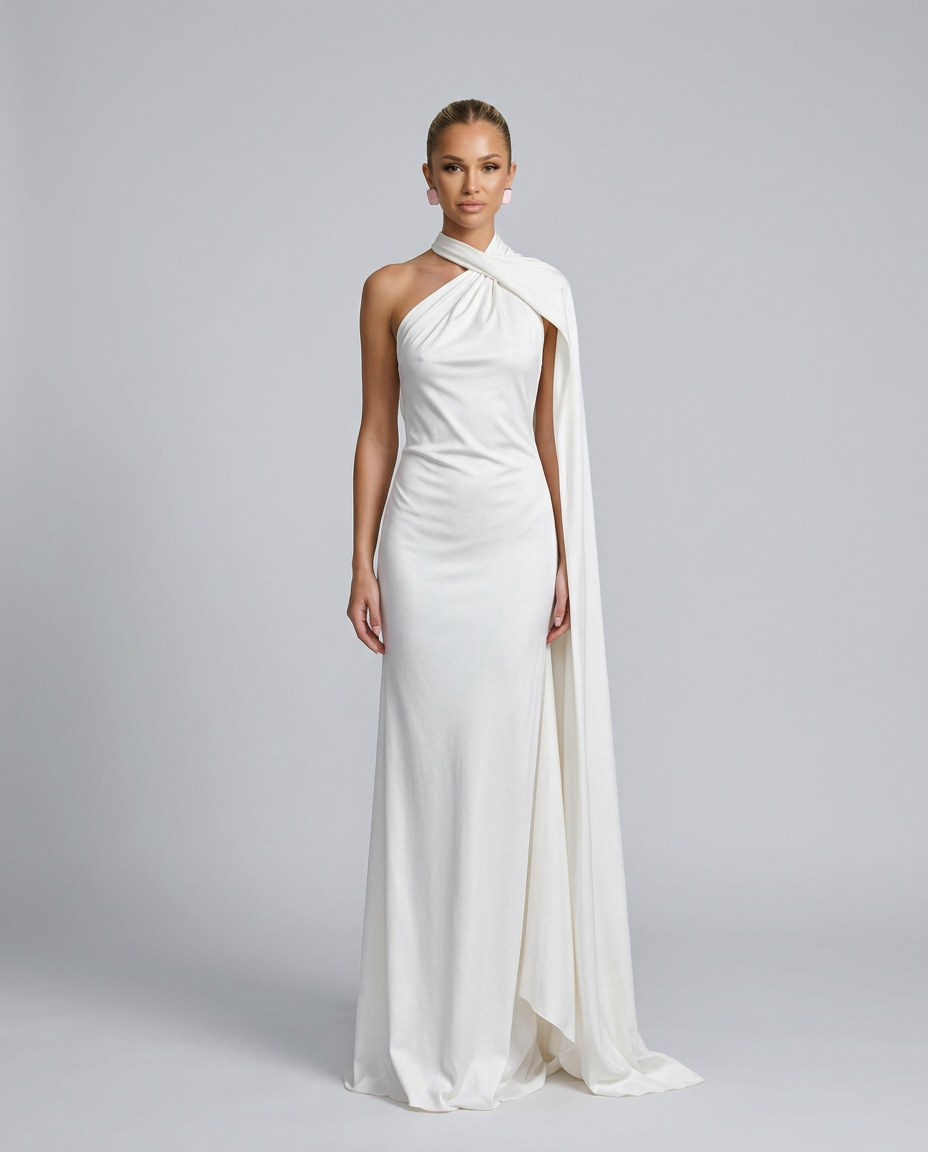 Celeste | Draped One-Shoulder Maxi Dress