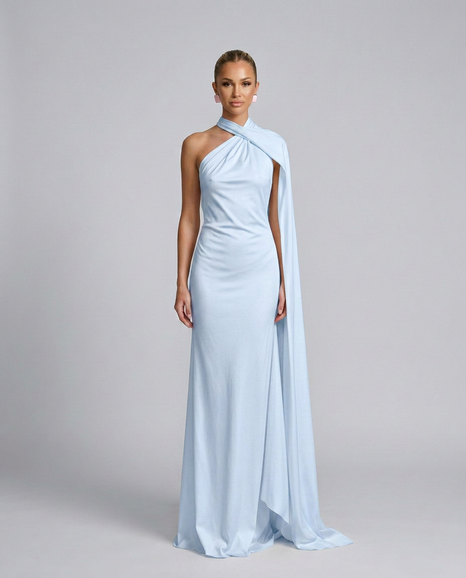 Celeste | Draped One-Shoulder Maxi Dress