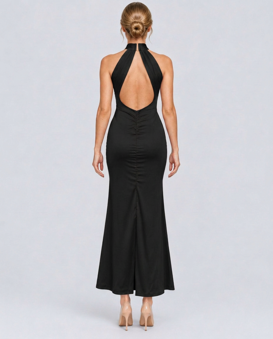 Aurelia | Crossover Halter Neck Fitted Maxi Dress
