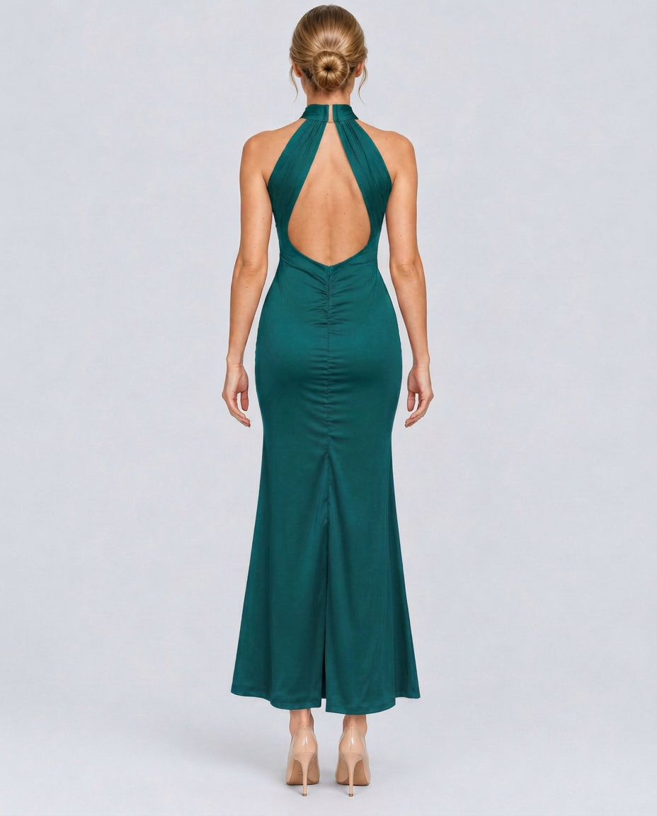 Aurelia | Crossover Halter Neck Fitted Maxi Dress