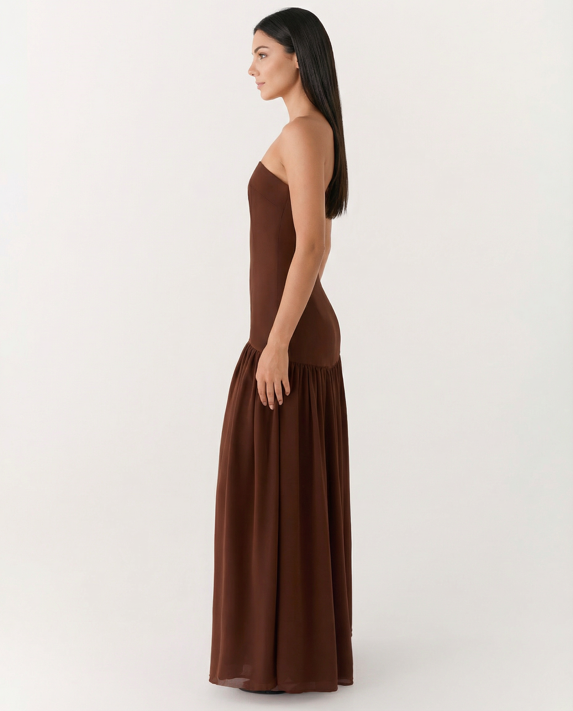 Polly | Strapless Maxi Dress with Side Slit