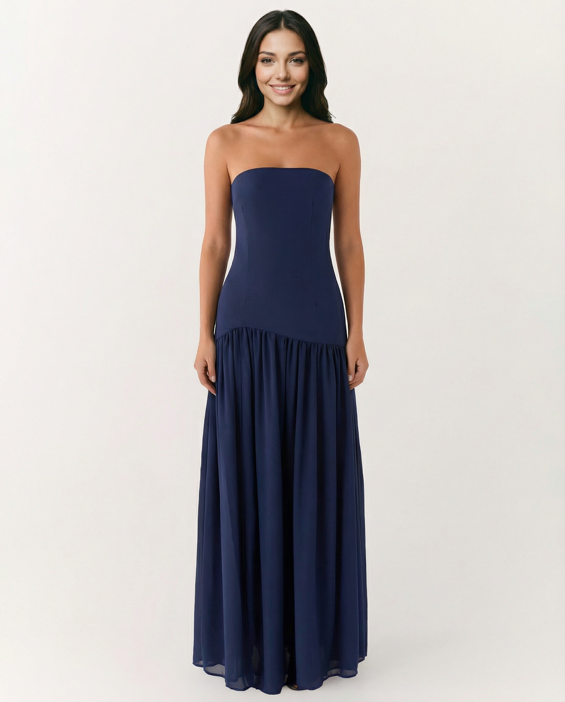 Polly | Strapless Maxi Dress with Side Slit