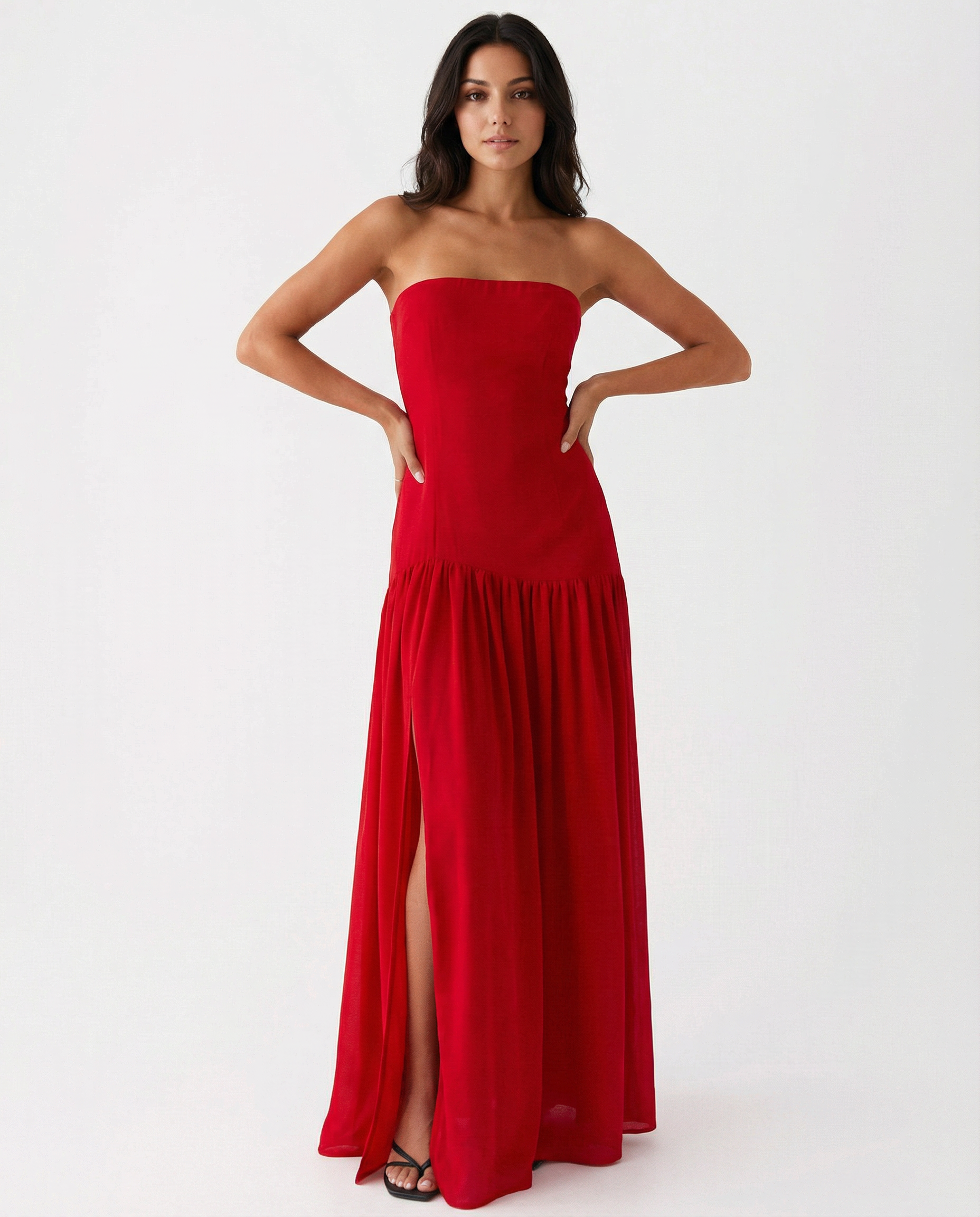 Polly | Strapless Maxi Dress with Side Slit