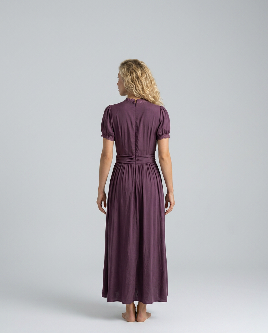 Bianca | Pleated Puff Sleeve High Neck Maxi Dress