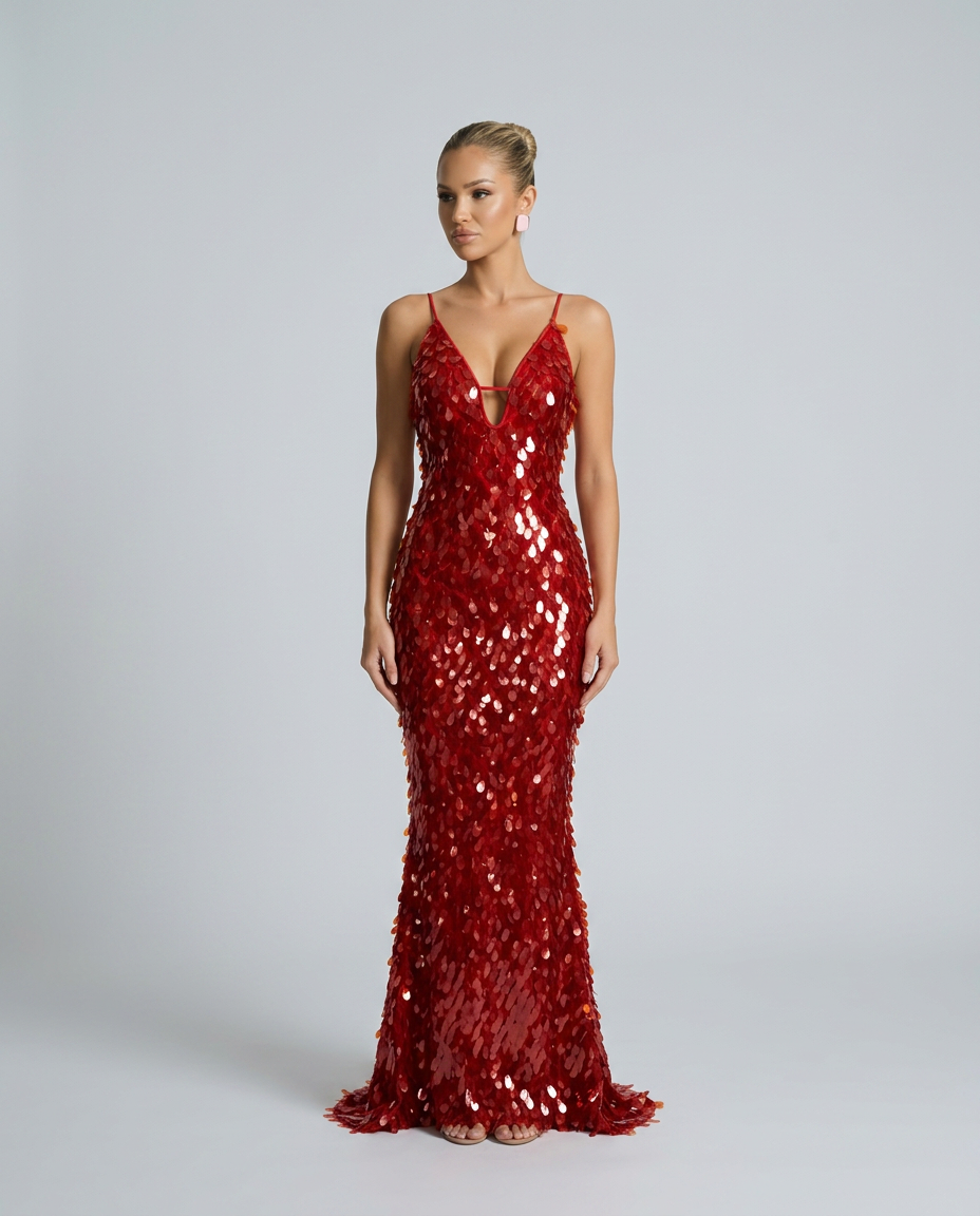 Imogen | Spaghetti Strap Sequin Maxi Dress