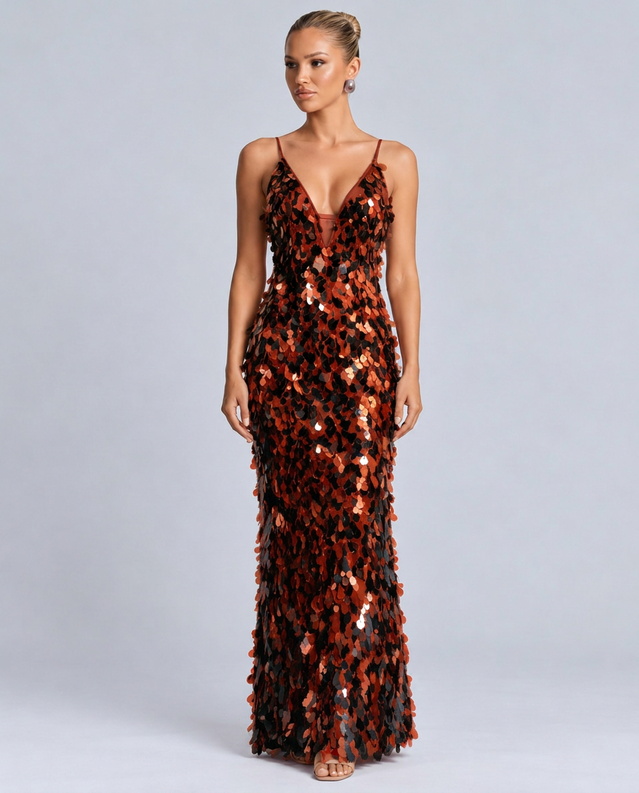 Imogen | Spaghetti Strap Sequin Maxi Dress