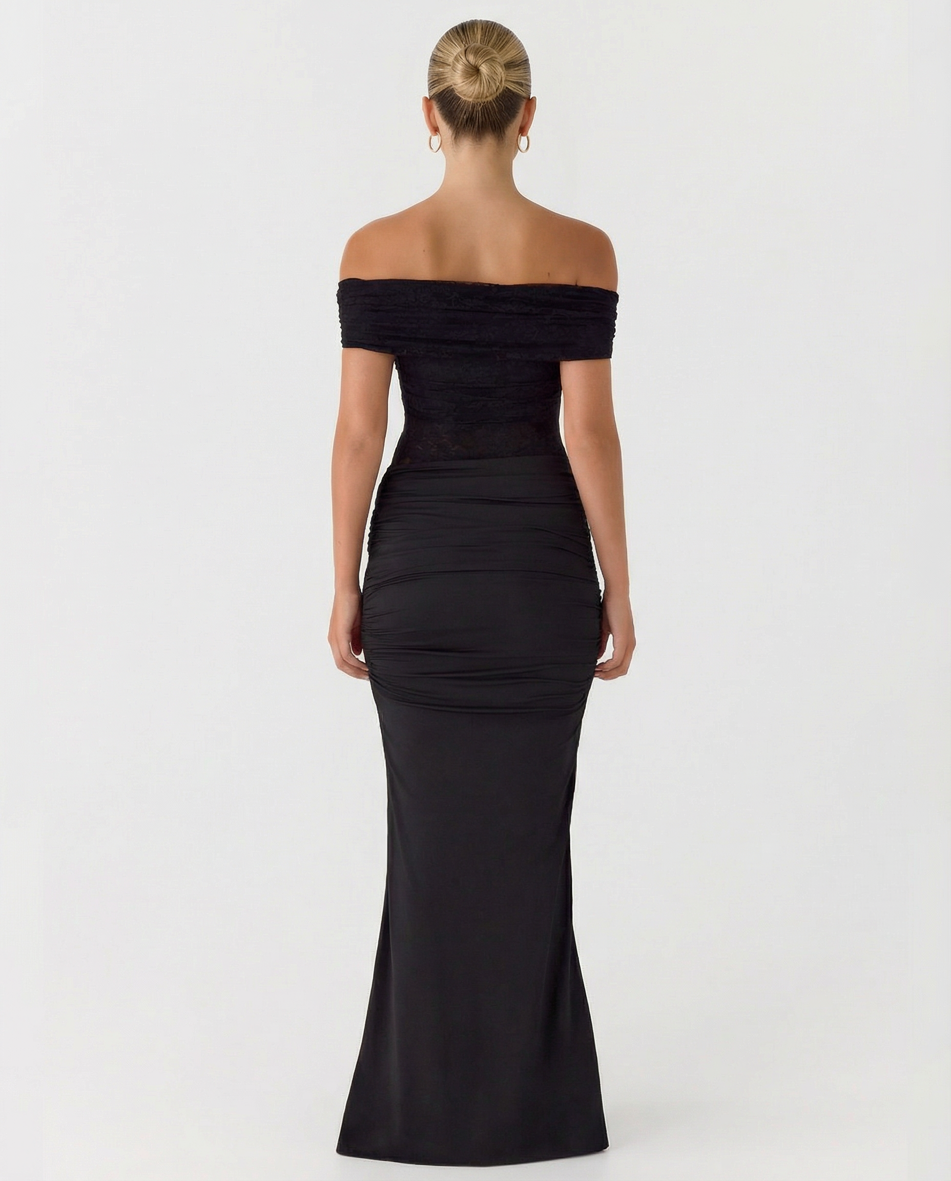 Neva | Off Shoulder Maxi Dress with Lace Bodice