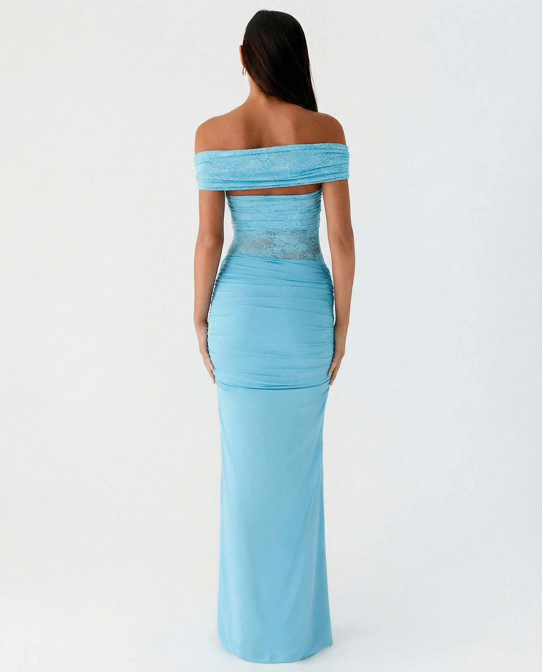 Neva | Off Shoulder Maxi Dress with Lace Bodice