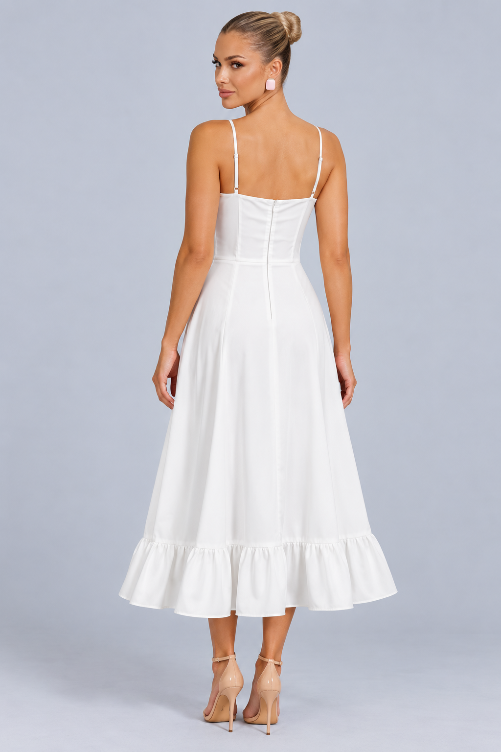 Liv | Spaghetti Strap Ruffle Midi Dress