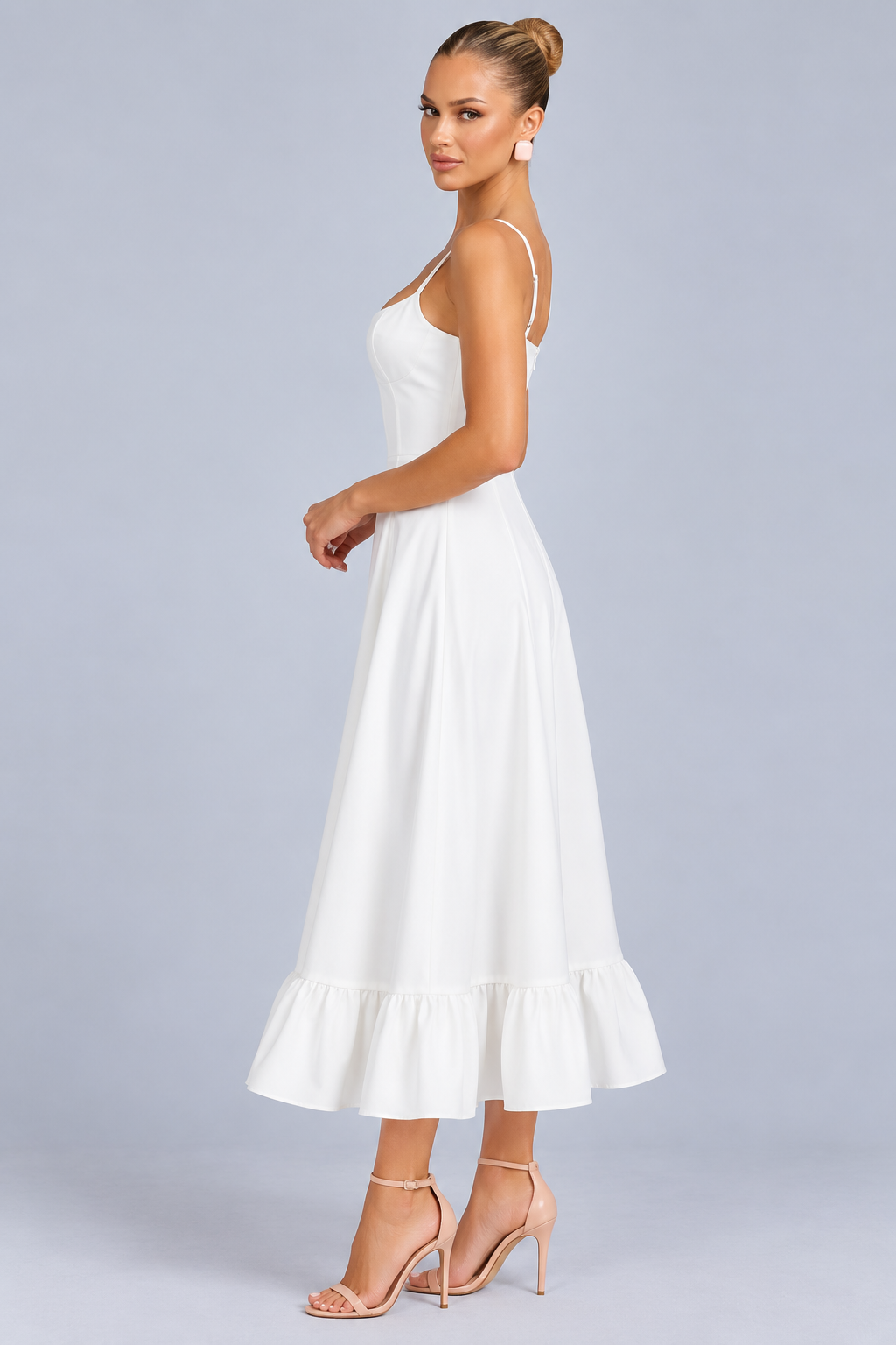 Liv | Spaghetti Strap Ruffle Midi Dress